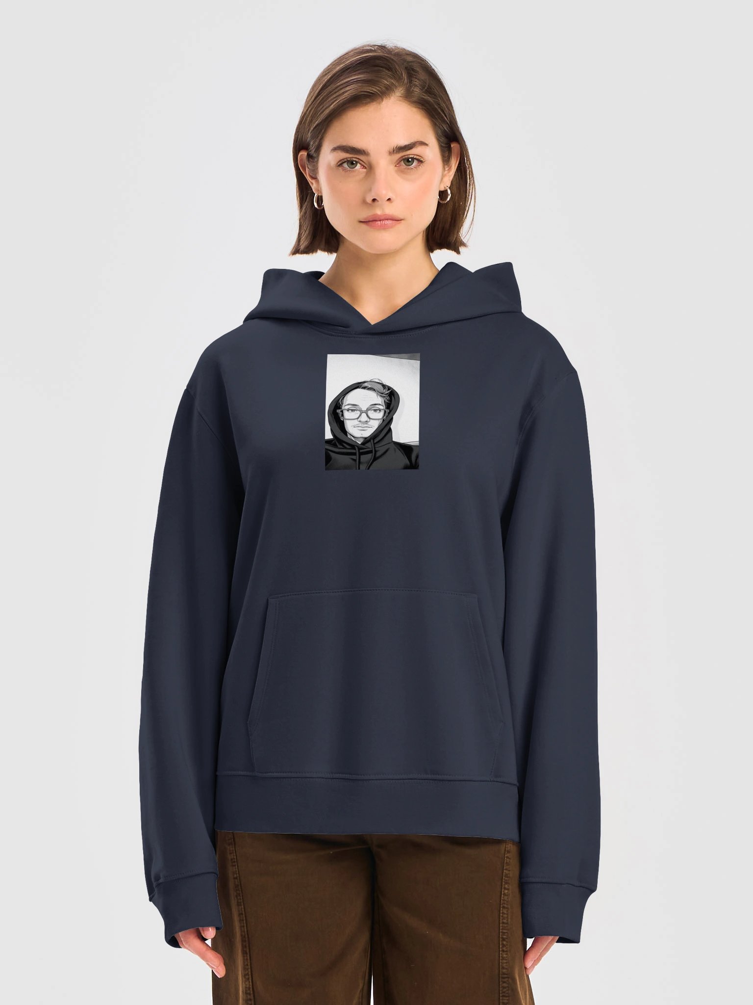 itssCSChris Black and White Cartoon Selfie Oversized Hoodie product image (29)