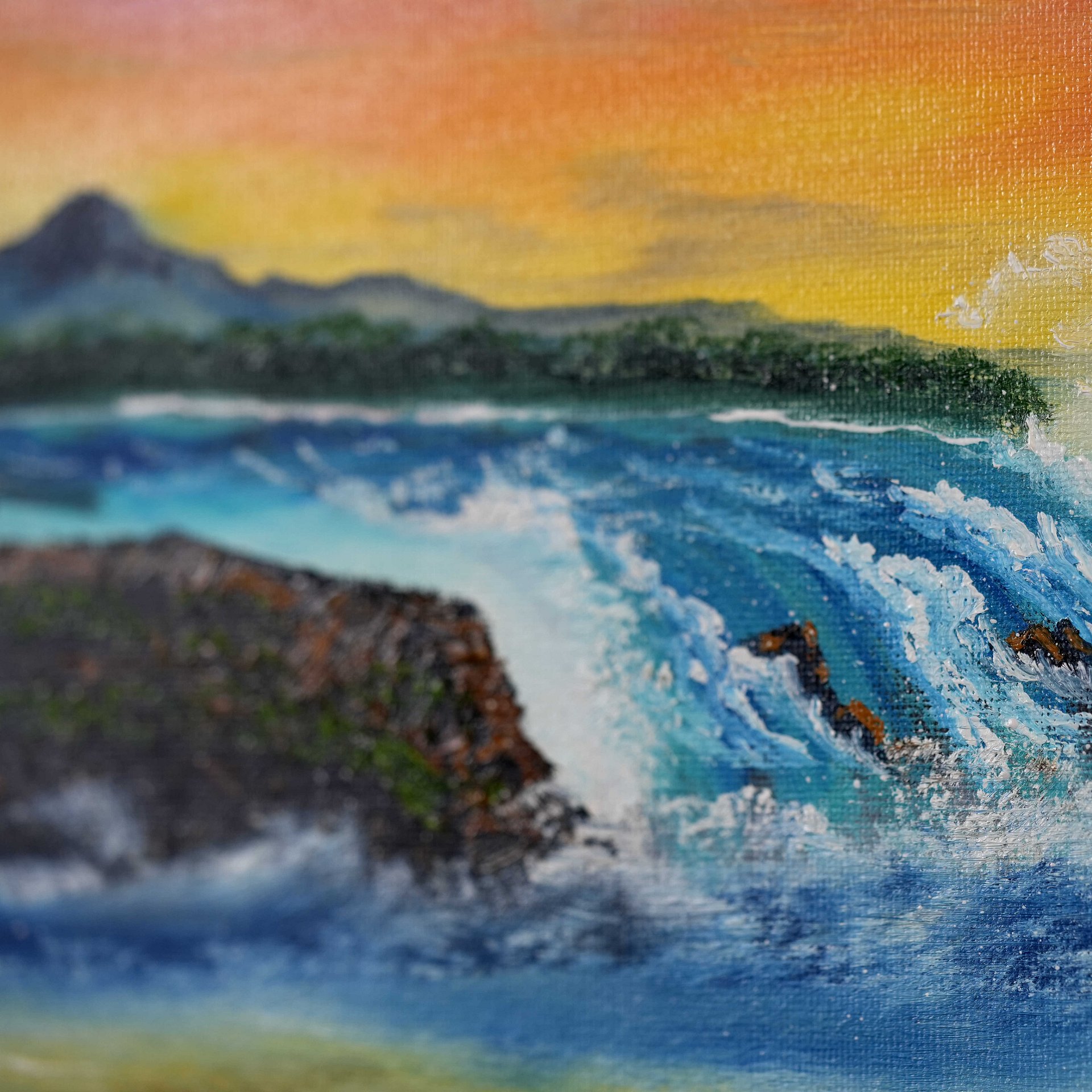 The Sunset Waterfall (Original) 10x20 Canvas product image (3)