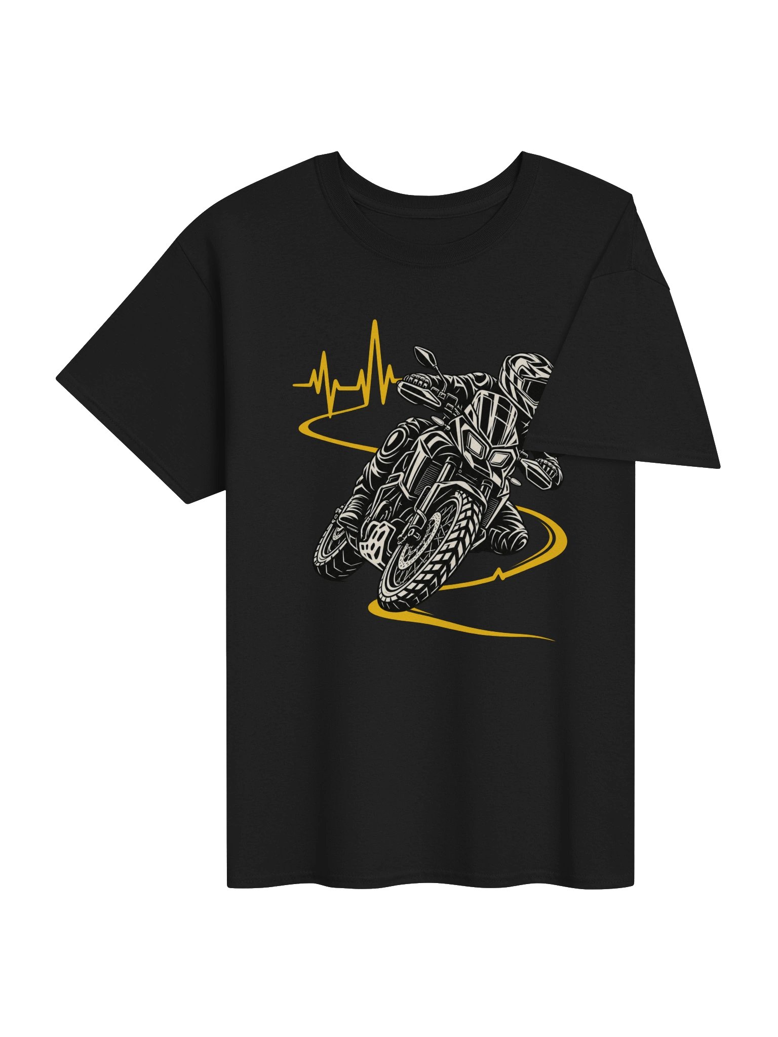 Adventure Motorcycle Heartbeat – Gold Pulse Rider T-Shirt product image (4)