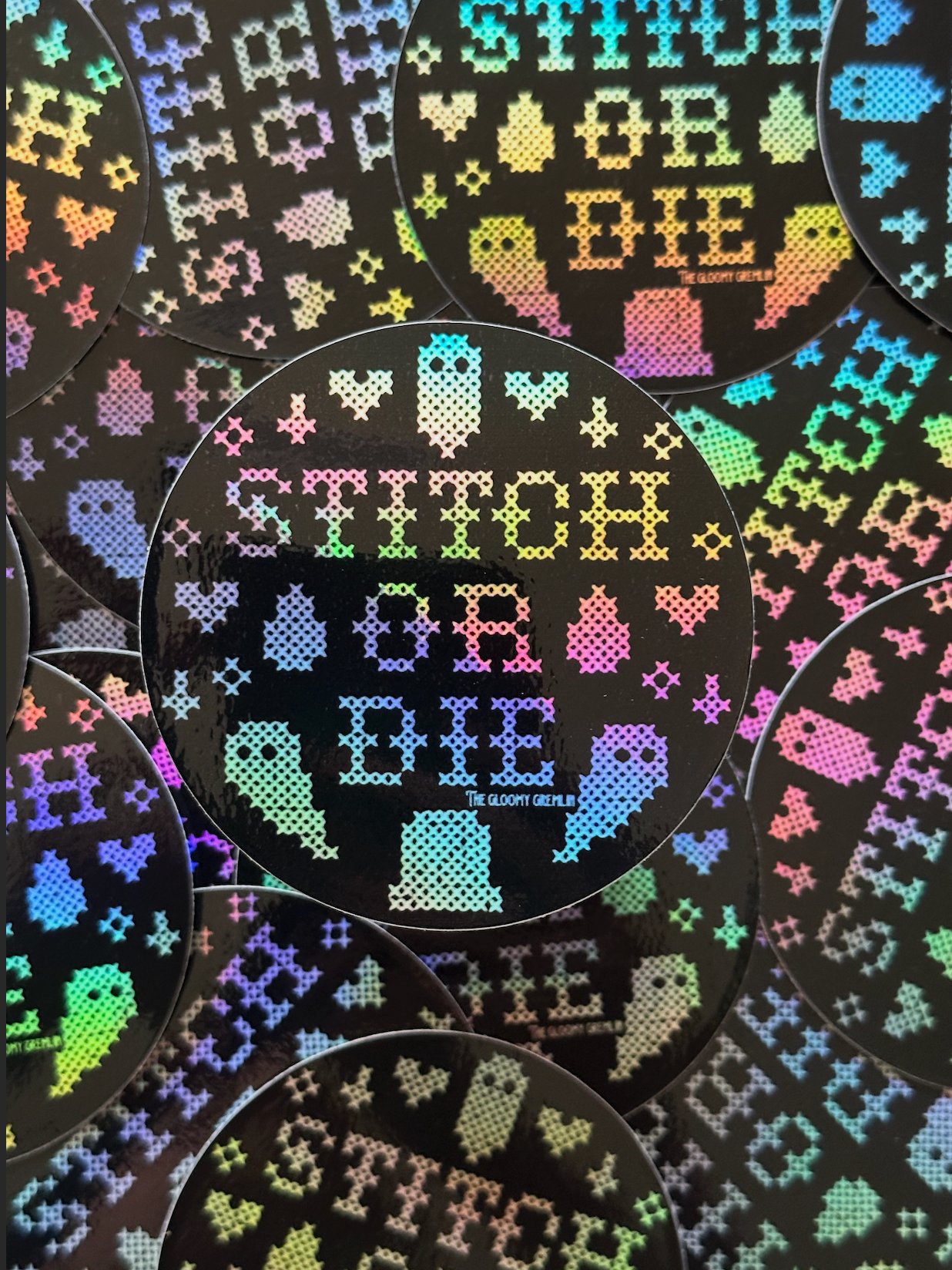 Stitch or Die - 3" Holographic Sticker product image (1)