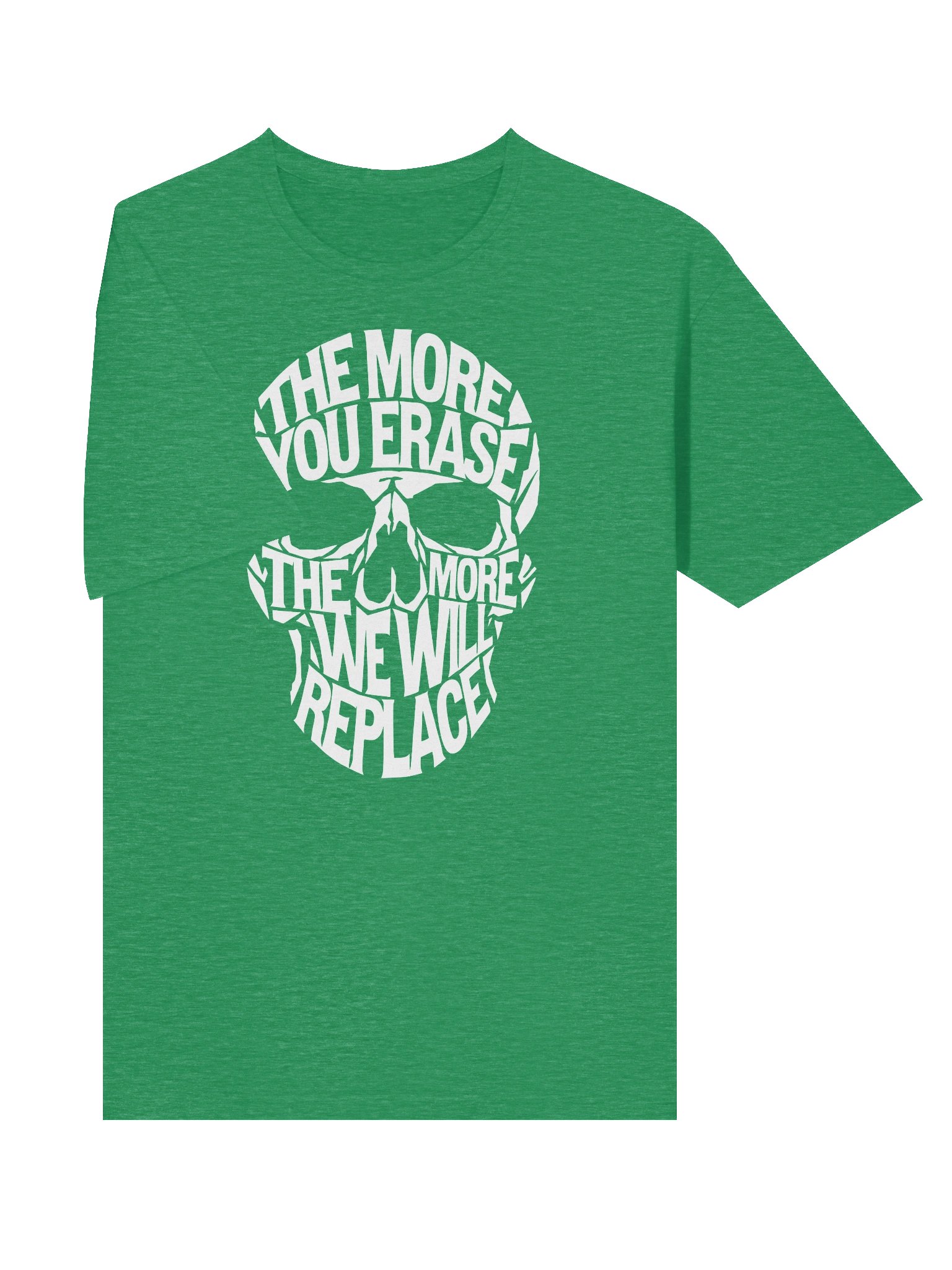 THE MORE YOU ERASE SKULL Graphic T-Shirt White on Green product image (4)