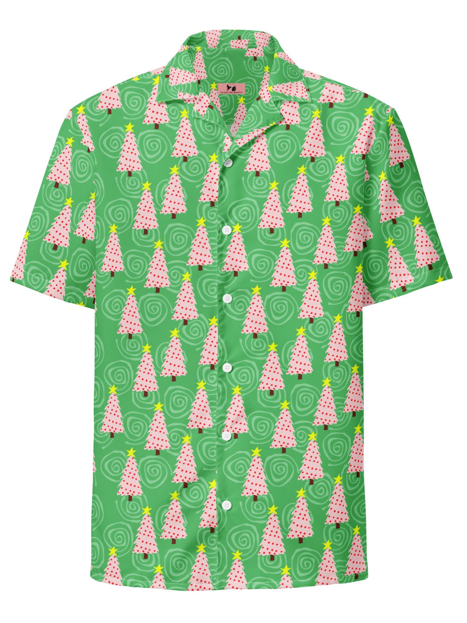 Pink Christmas Trees on Mint Green Oversized Button-Down Shirt product image (1)