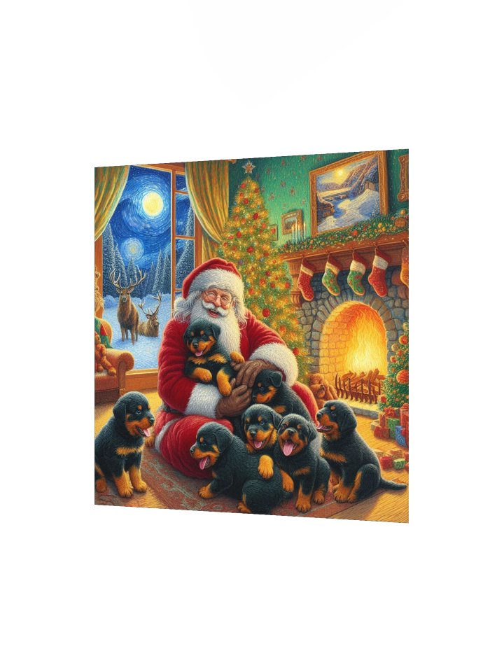 Jolly Santa & Rottweiler Puppies Christmas Poster product image (6)