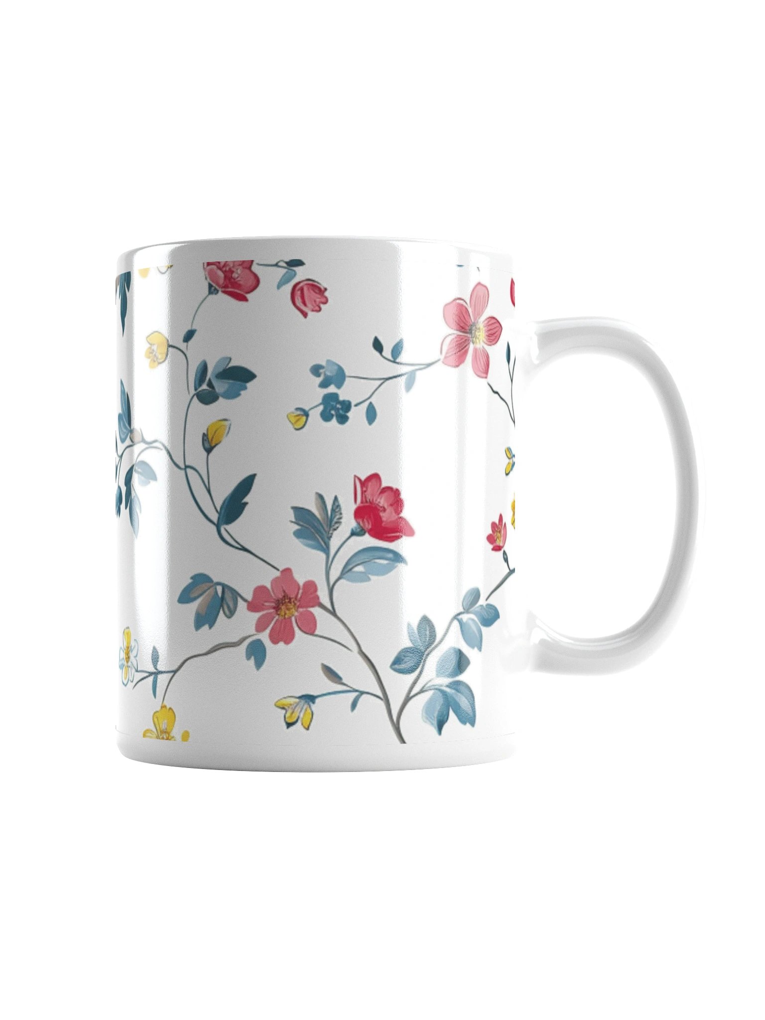 Multicolor Floral White Glossy Ceramic Mug by Treasure Pie product image (1)