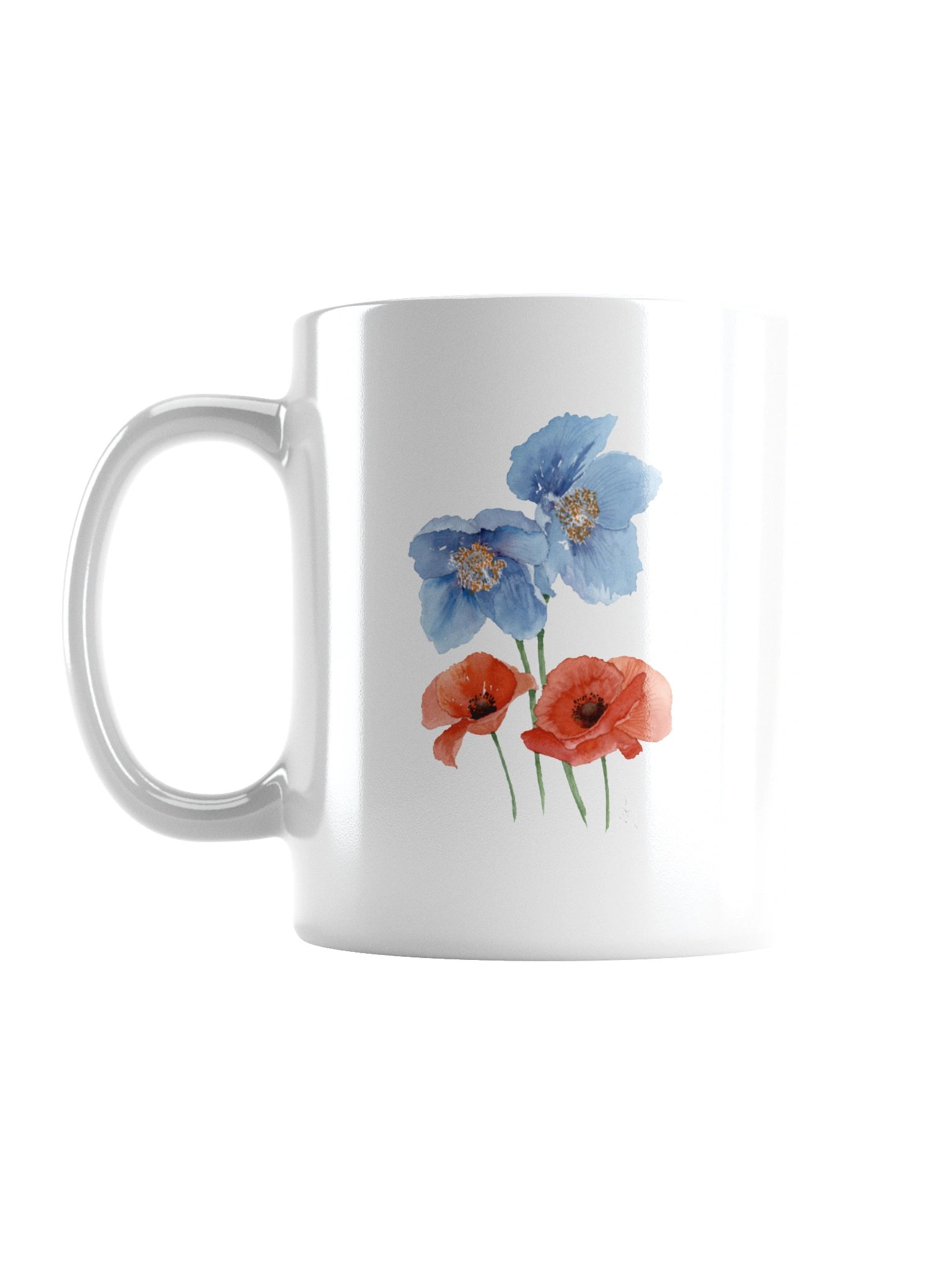 Blue and Red Po ppy DuoWhite Glossy Mug product image (1)
