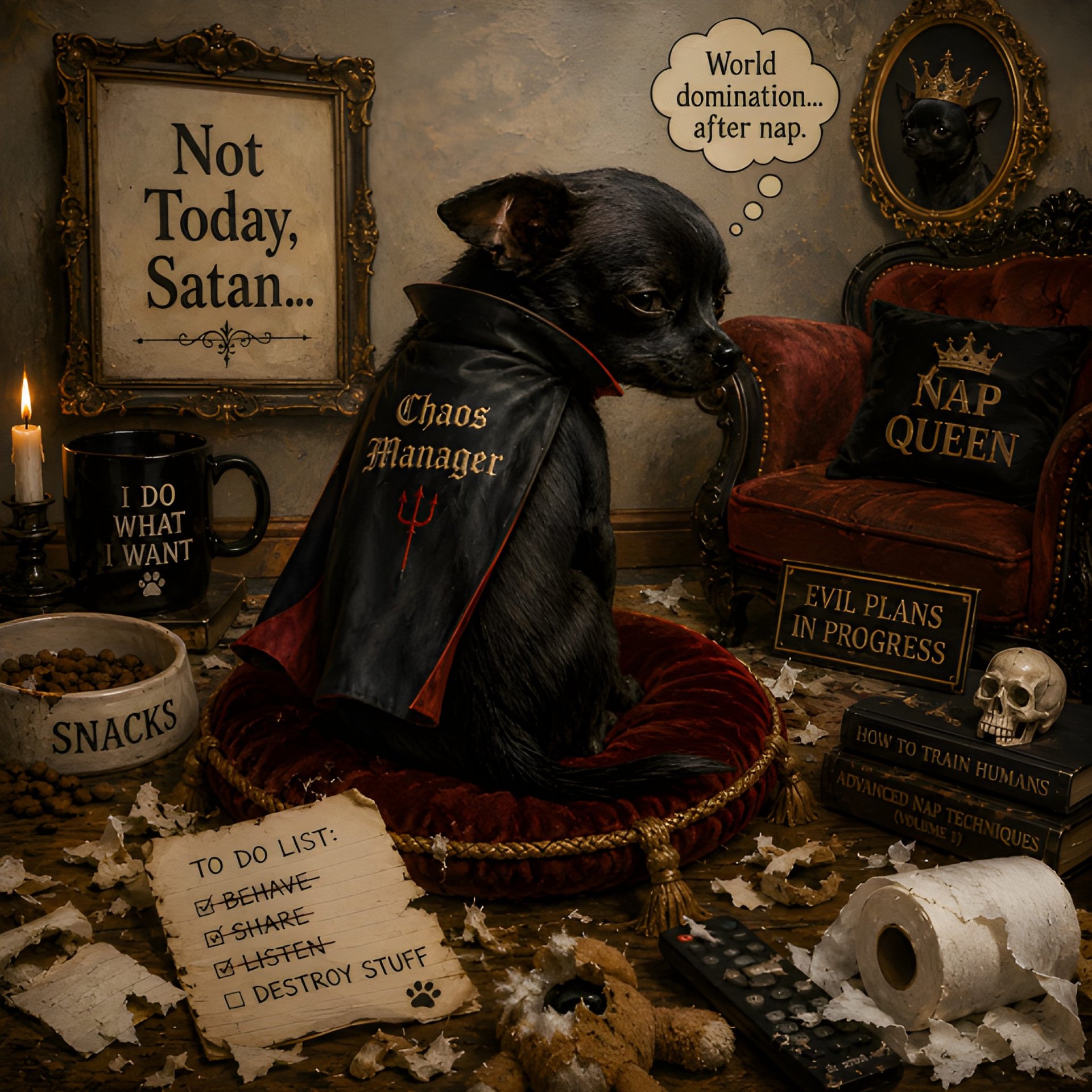 Chaos Manager Dog Digital Download Funny Chihuahua Not Today Satan Wall Art $5.99 product image (2)