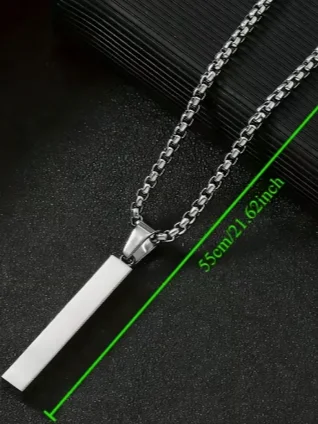 Stainless Steel Rectangular Pendant Necklace product image (1)