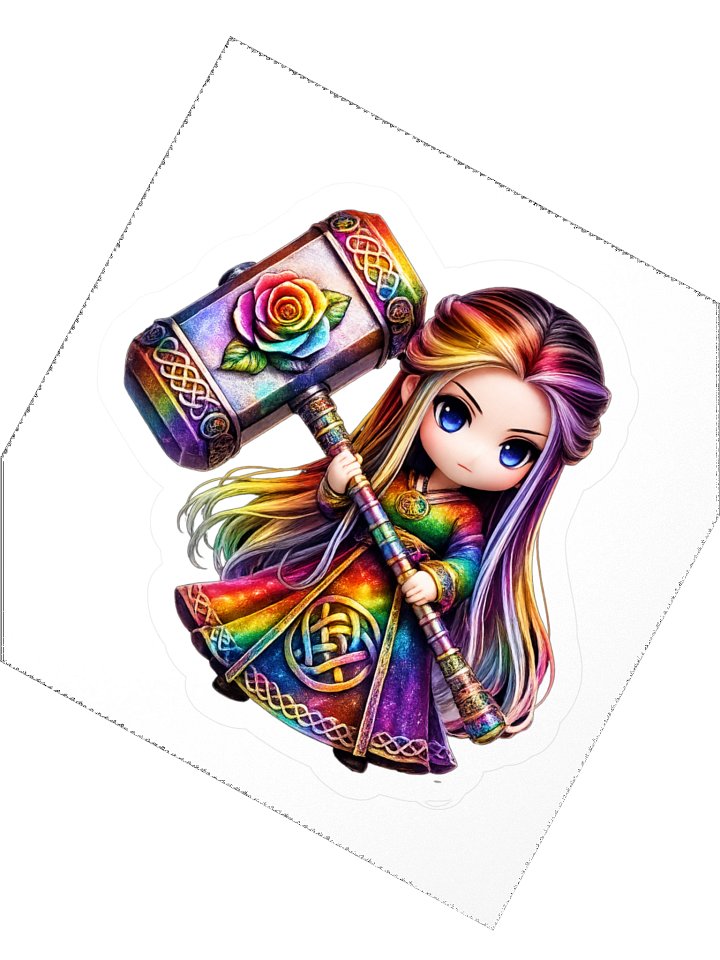 Rainbow Chibi Warrior Kiss Cut Sticker product image (4)
