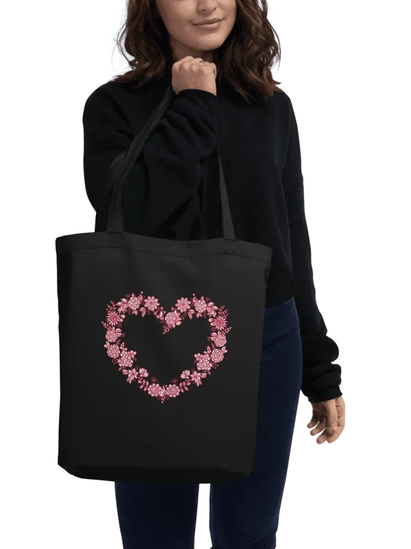 Red Floral Heart Eco-Friendly Tote Bag product image (1)