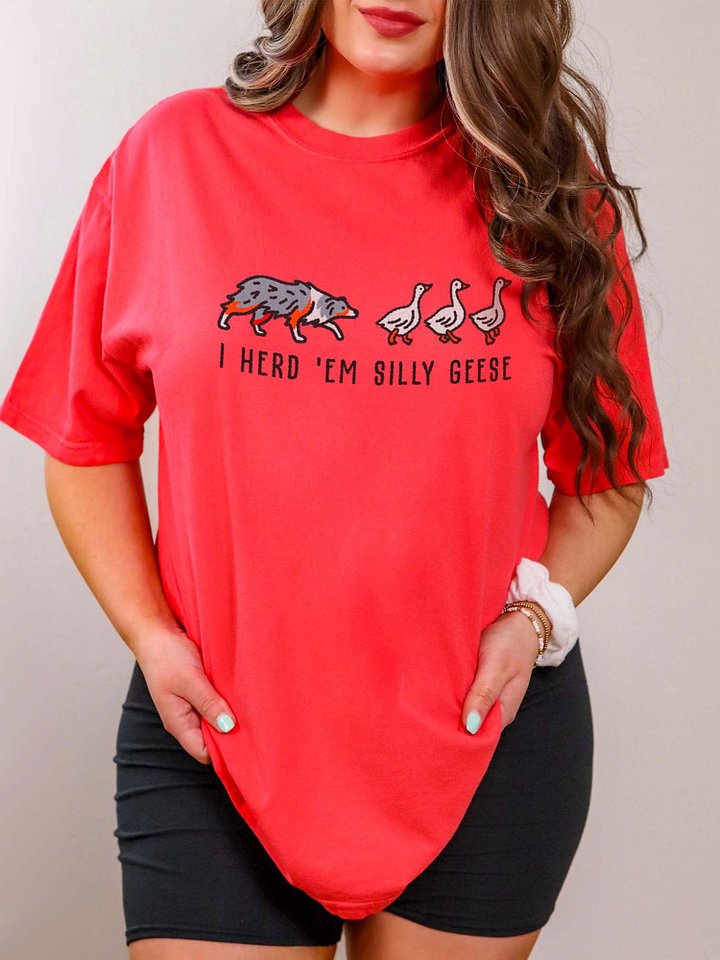 I Herd 'Em Silly Geese T-Shirt(Embroidered) of an Australian Shepherd(Blue Merle) product image (1)