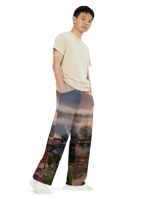 Mount Fuji Unisex Wide-Leg Pants | Graphic Lounge & Streetwear product image (4)