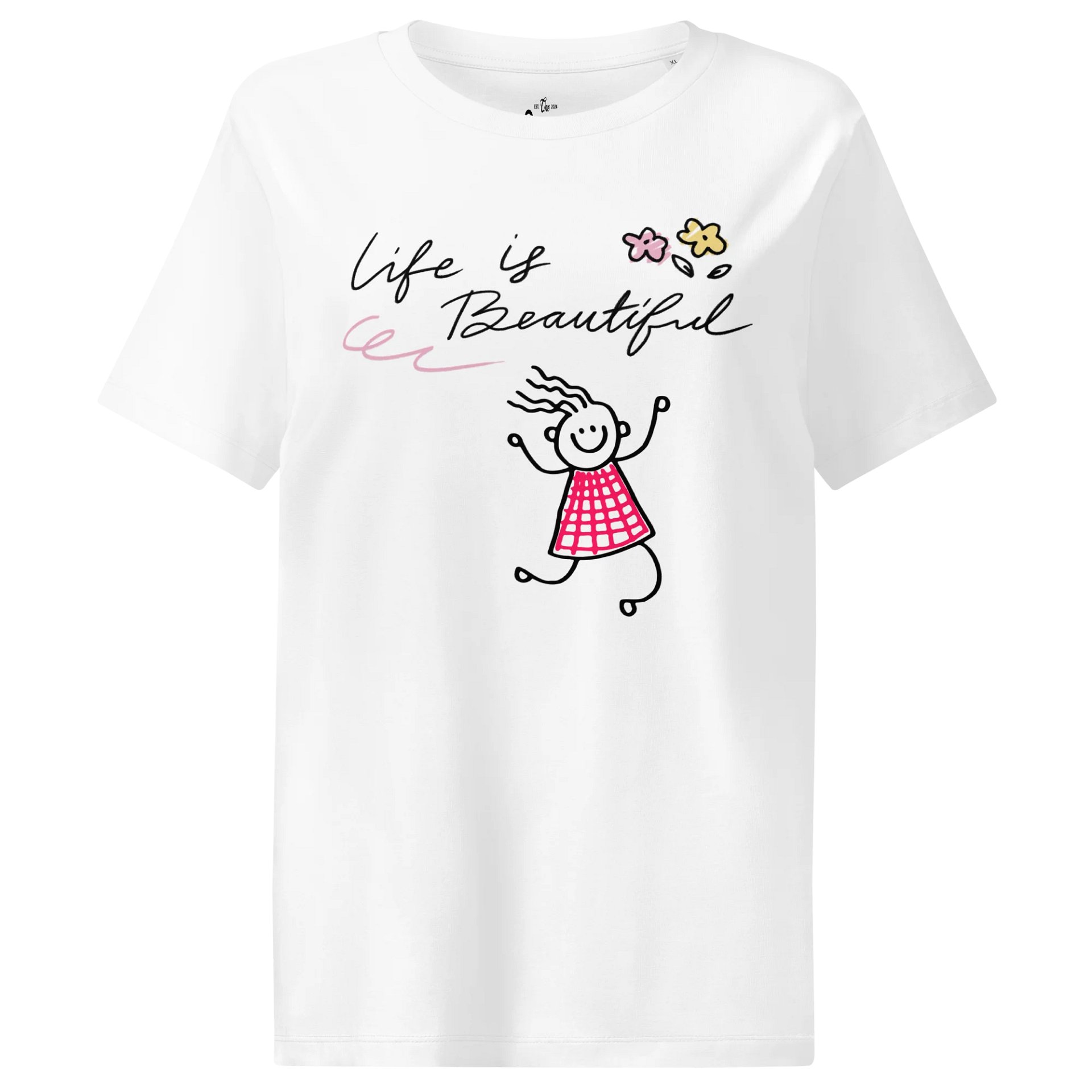 Life is Beautiful Doodle Girl Women’s Organic Ribbed Neck T-Shirt product image (1)