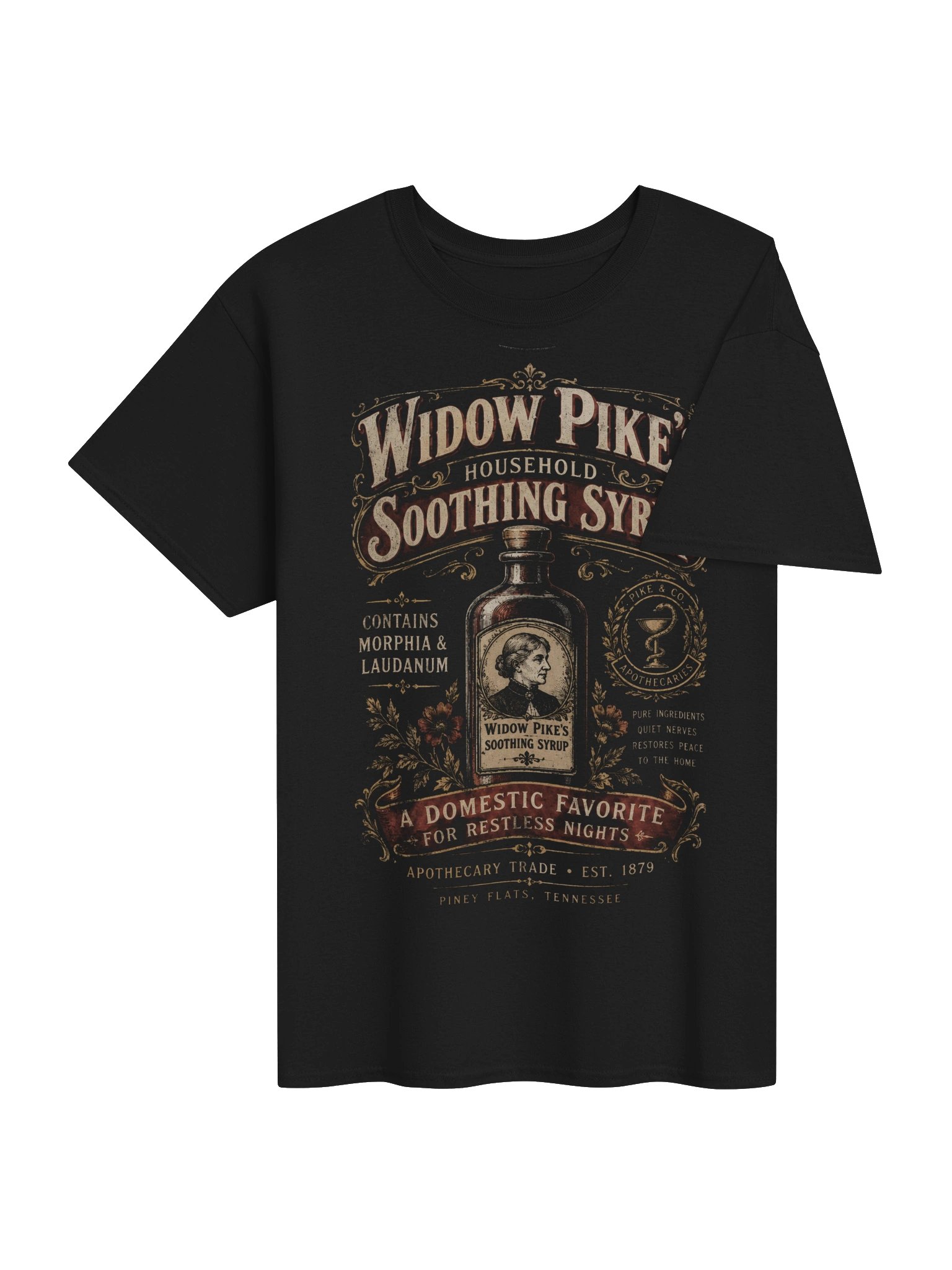 Widow Pike's Soothing Syrup Vintage Apothecary T-Shirt – Victorian Medicine Advertisement Tee product image (5)