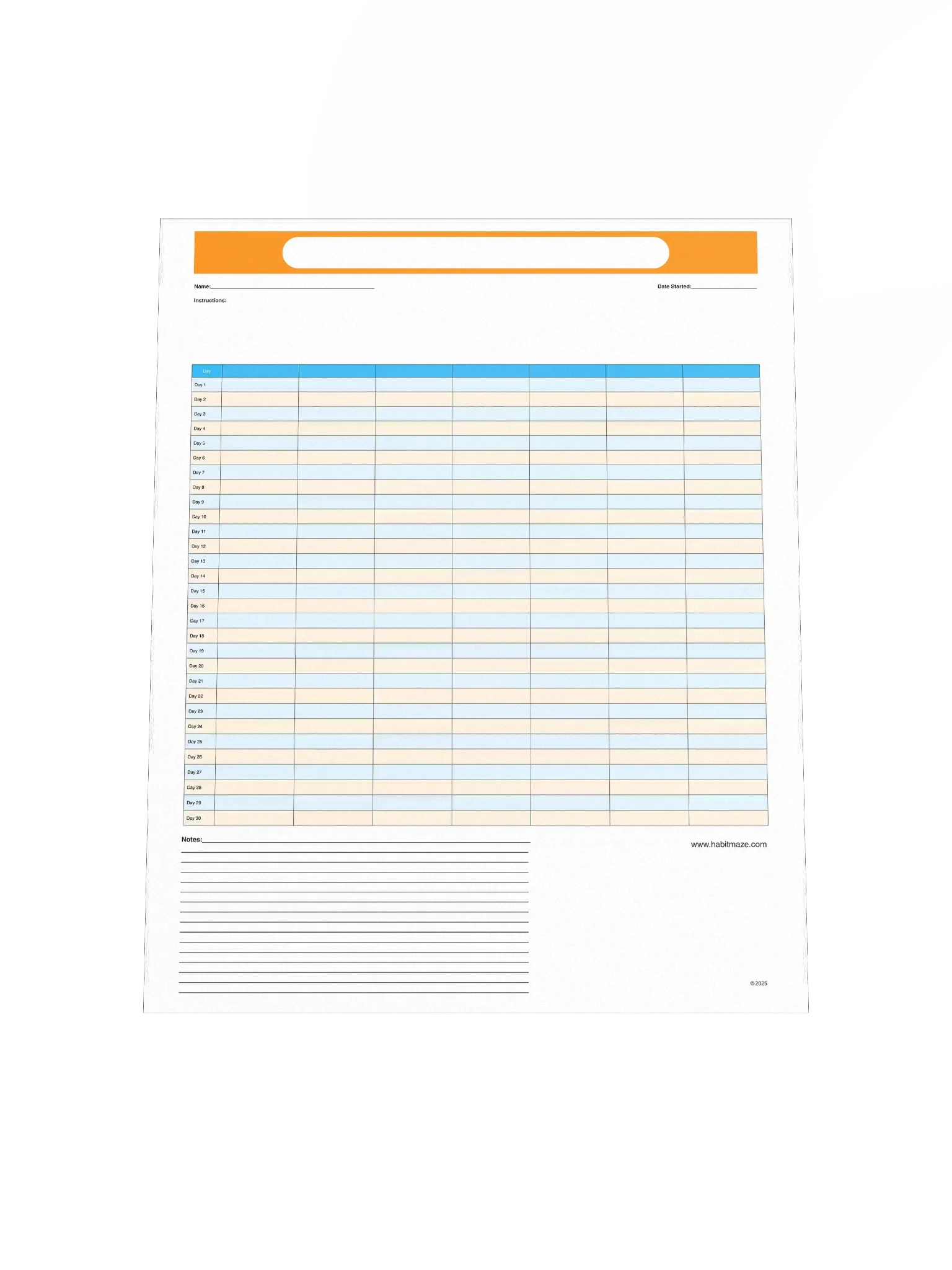 30 Day Blank Planner With 7 Columns and Notes product image (5)