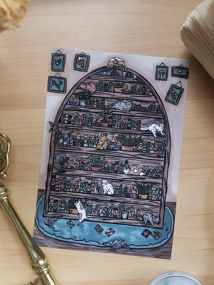 Cat Bookshelf - Art Print product image (2)