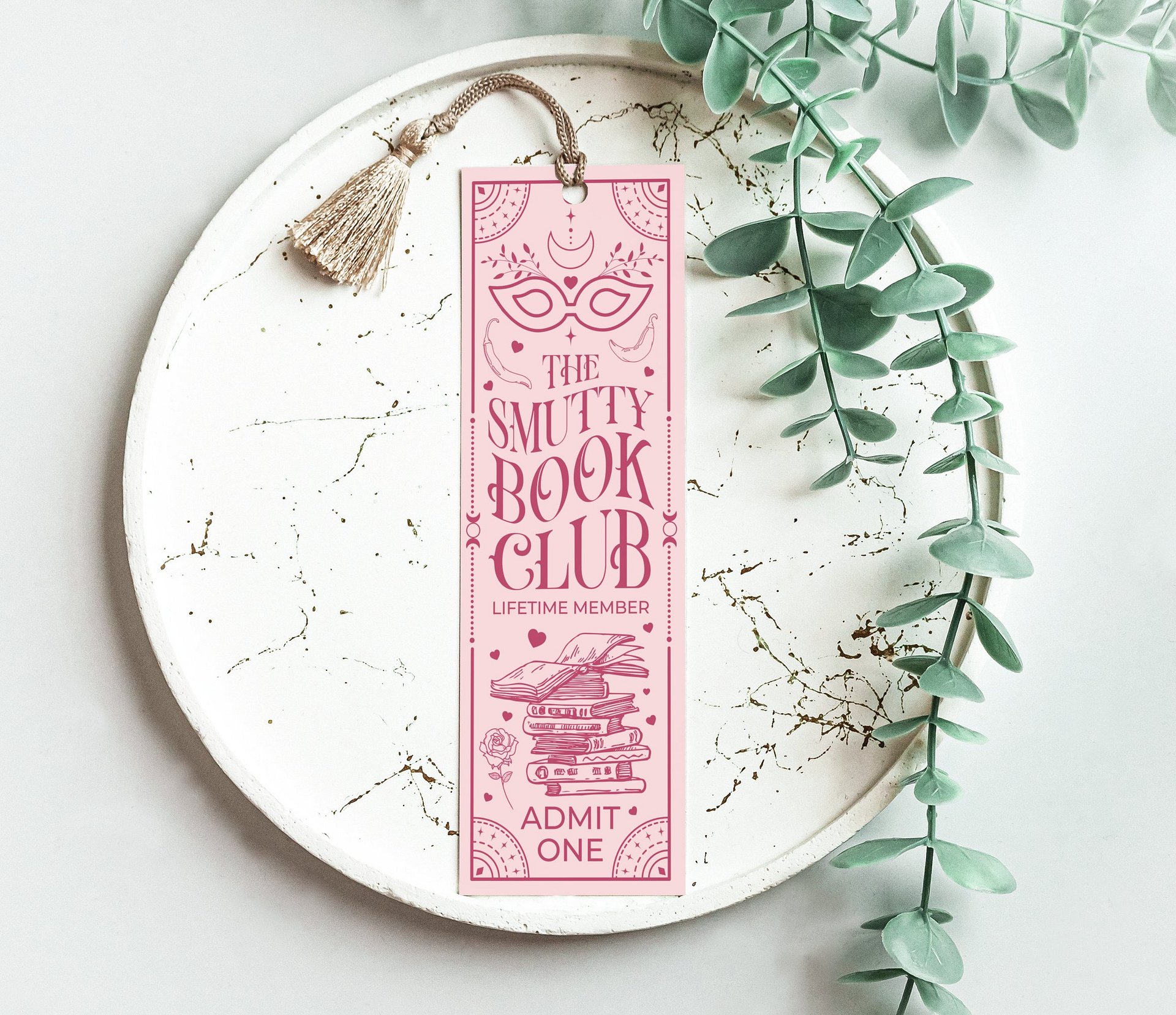 Smut Bookmark Dark Romance Book Club Boho Pink PNG, Witchy Celestial Printable Bookmarks, Bookish Merch, Digital Download, Gift for Reader product image (3)