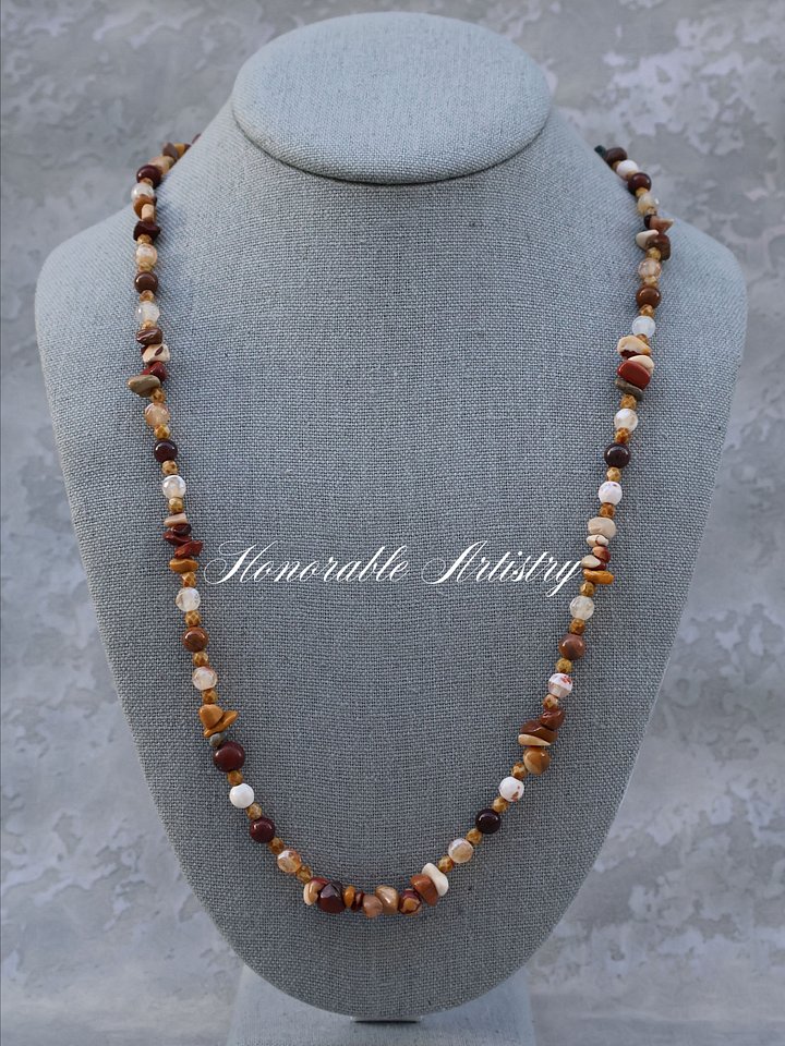Earth Tone Stone Beaded Necklace product image (1)