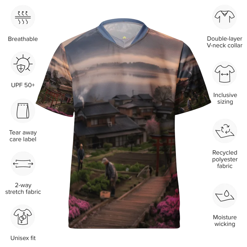 Mount Fuji Village Pink Moss Recycled Unisex Sports Jersey product image (4)