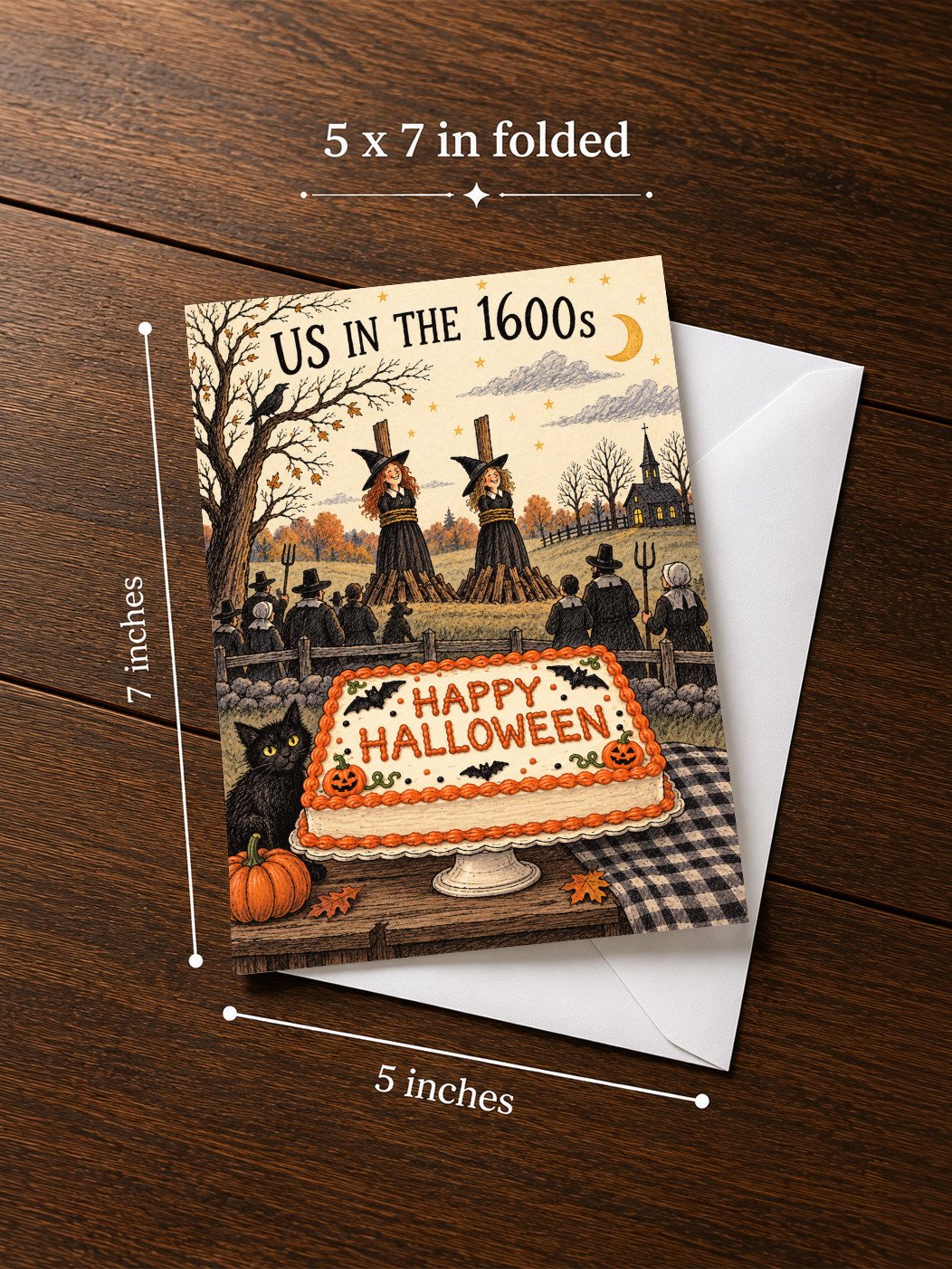 US IN THE 1600s: Funny Halloween Salem Witch Dark Humor Card product image (3)