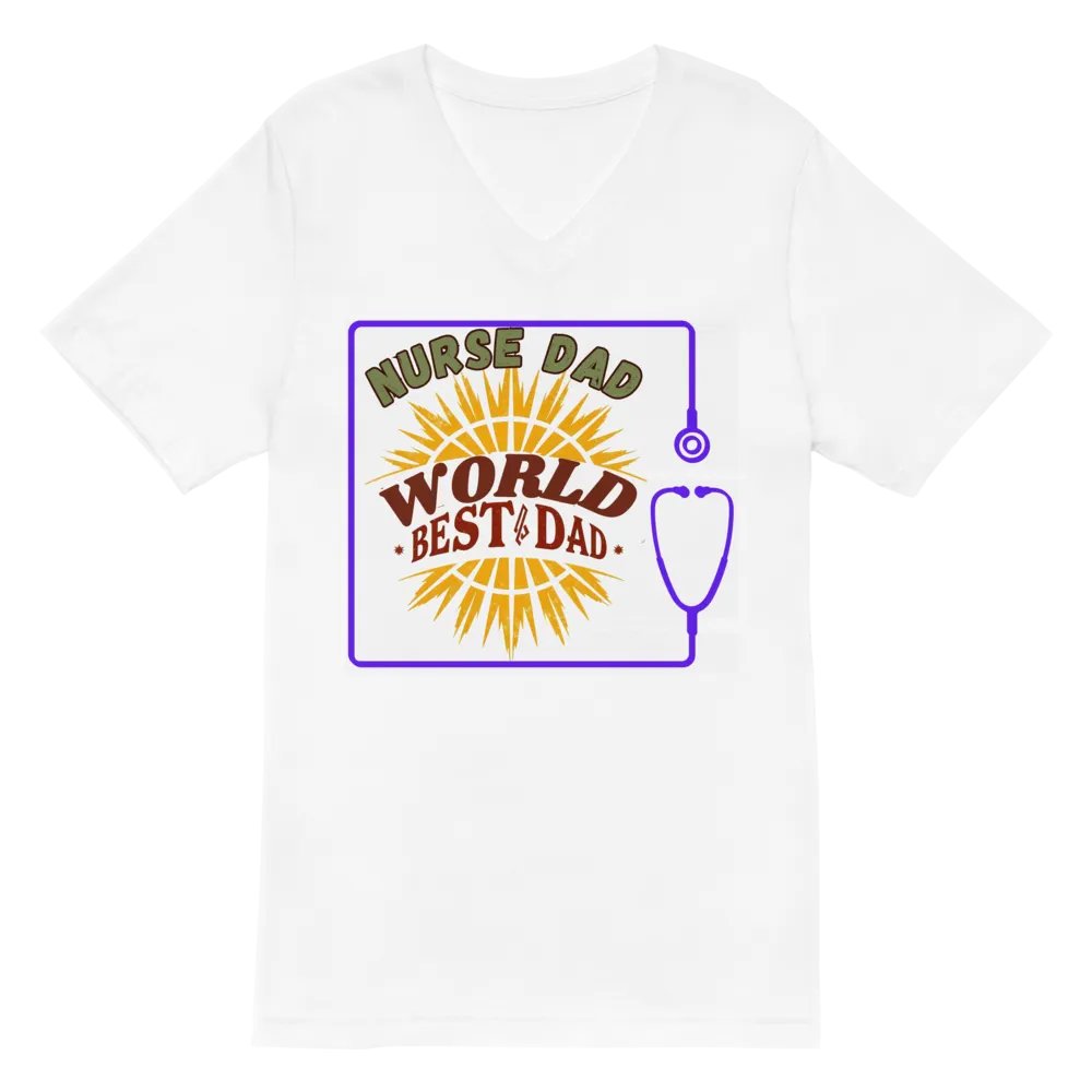 Sunburst Stethoscope, Nurse Dad World's Best V-Neck Tee product image (6)