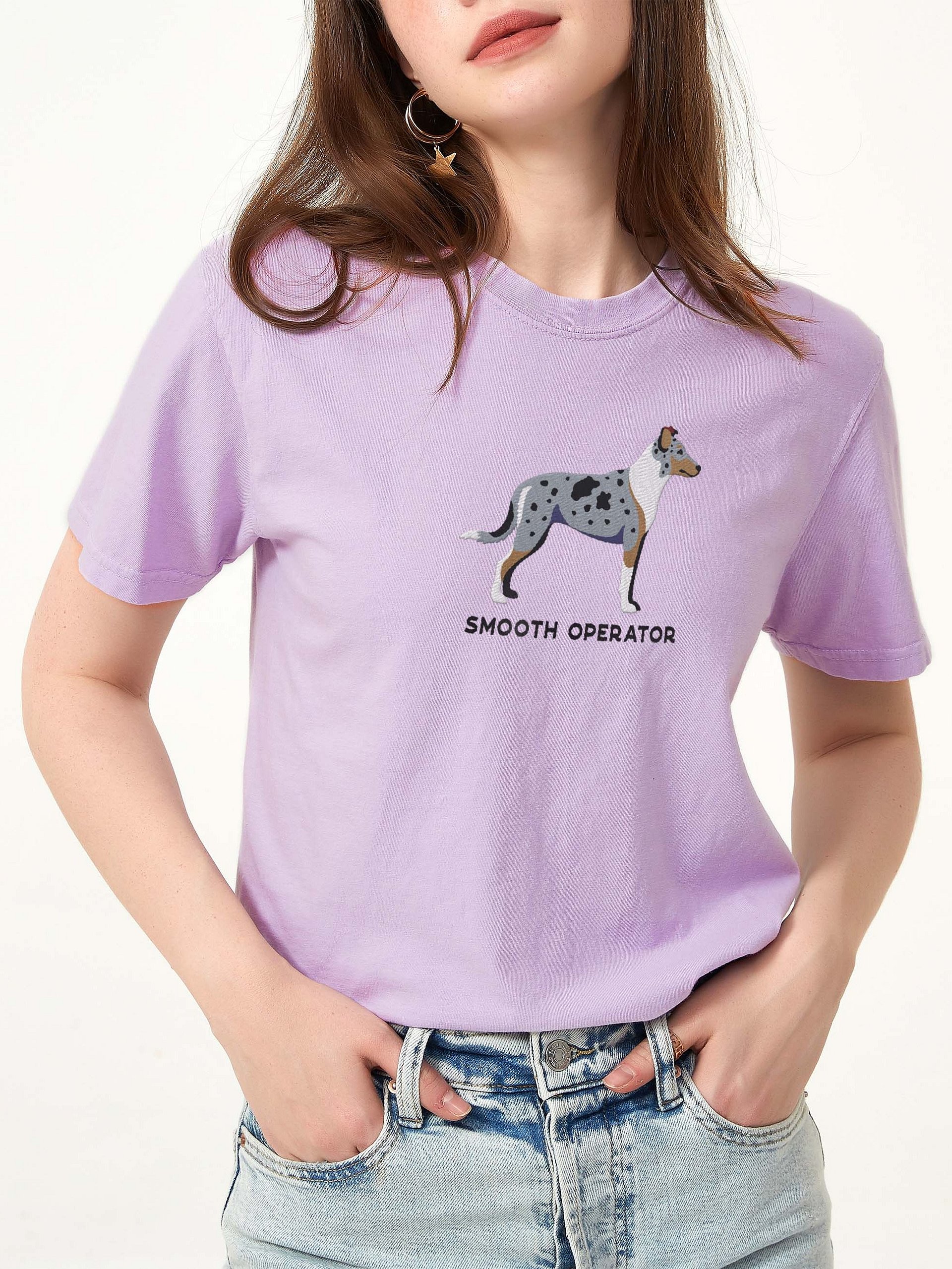 Smooth Operator T-Shirt(Embroidered) of a Smooth Collie(Blue Merle) product image (2)
