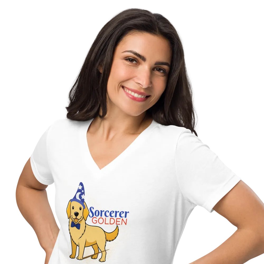 Sorcerer Golden V-Neck Tee – Magic Meets Man's Best Friend product image (10)