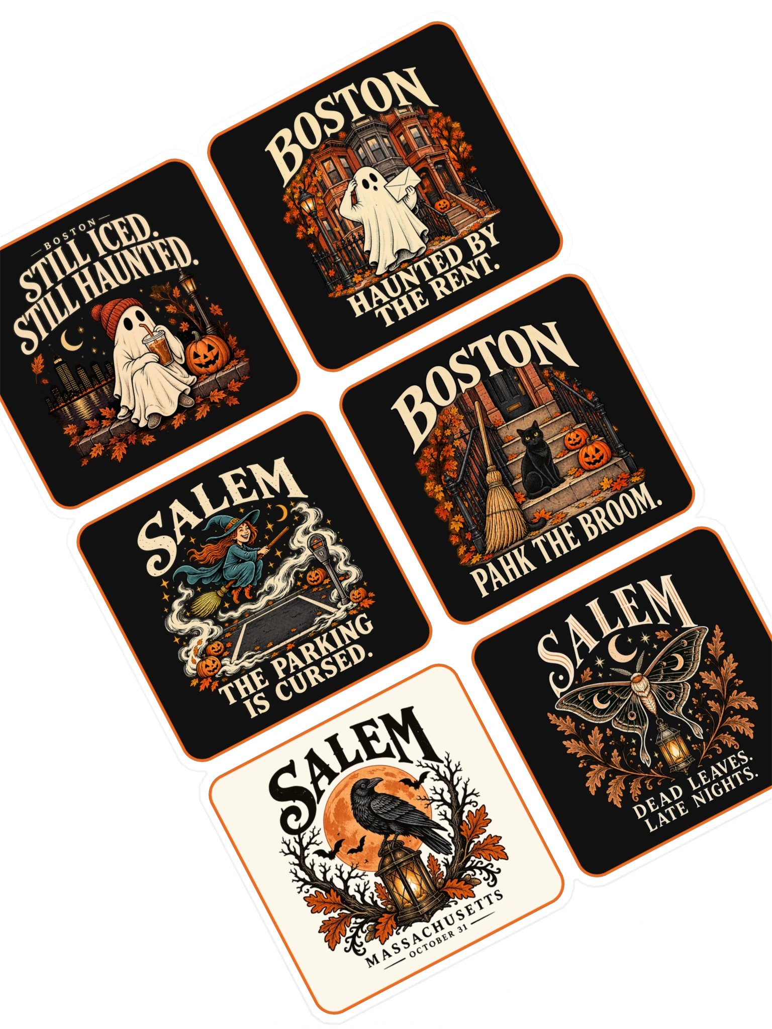 Boston & Salem Halloween Sticker Sheet product image (1)