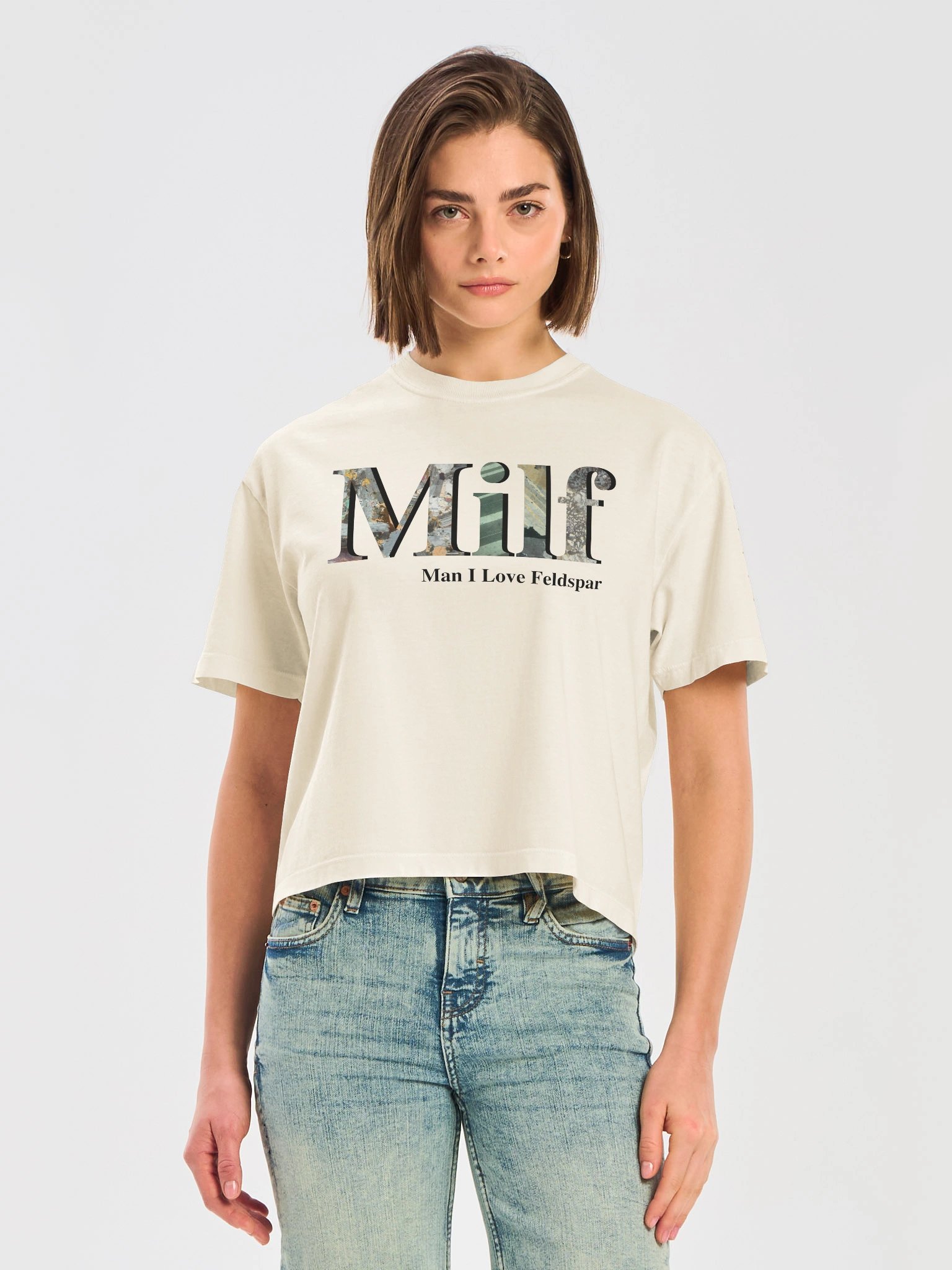 MILF text only white boxy tee product image (5)
