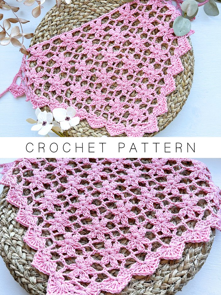 Crochet Pattern: Floral Bandana with Cherry Blossoms product image (1)