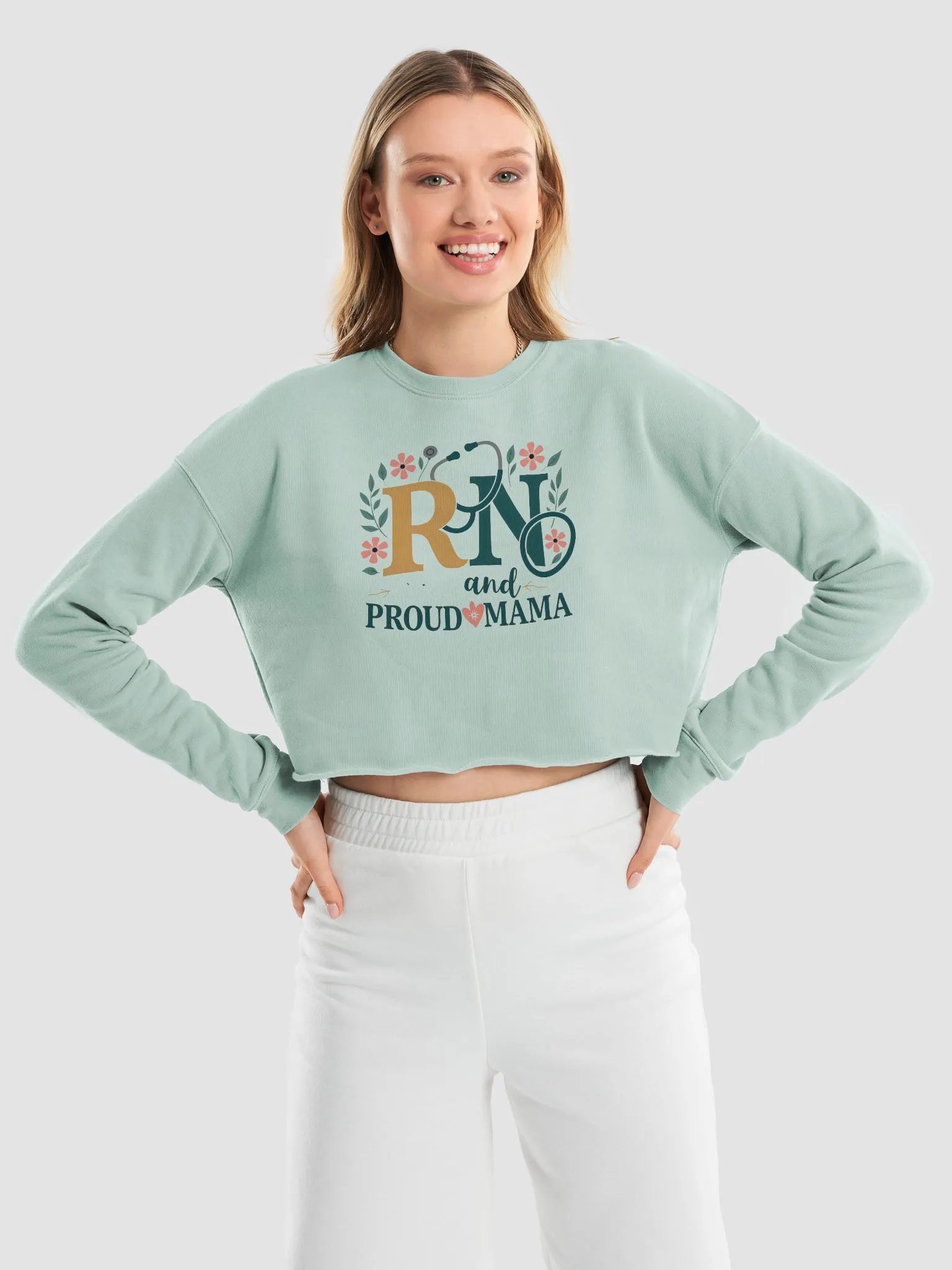 RN and Proud Mama Fleece Crop Sweatshirt product image (25)