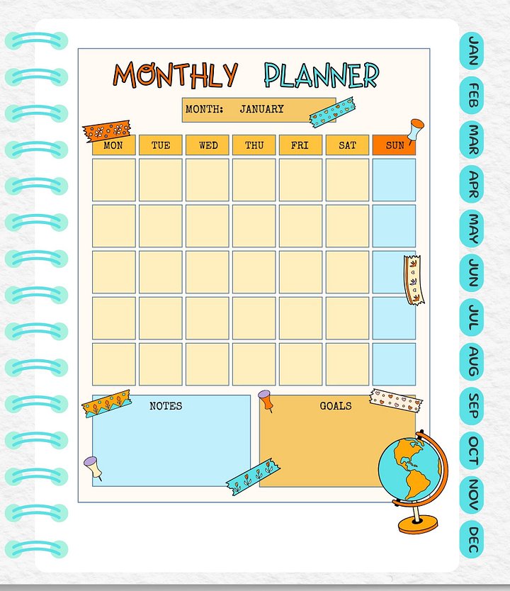 Bright Digital Monthly Planner for Schoolers product image (2)