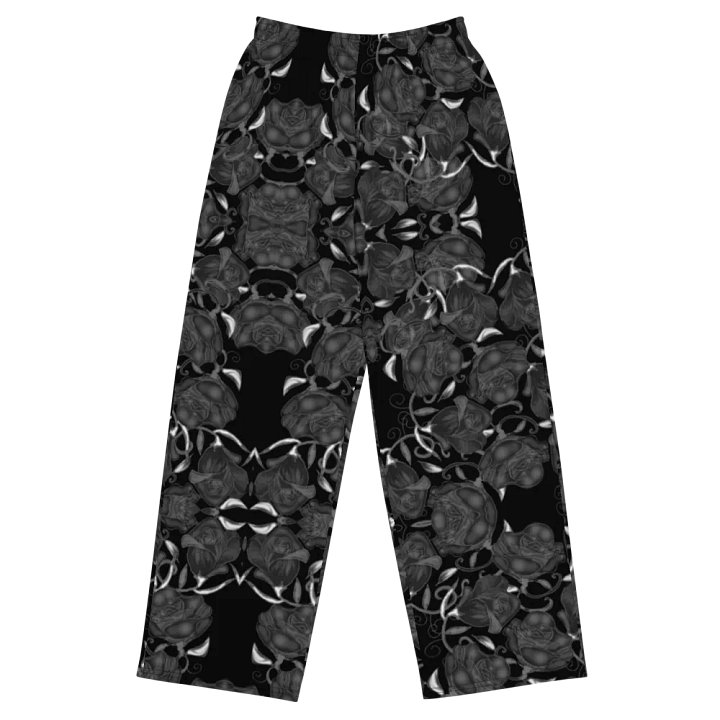 Gray Roses On Black Wideleg Pants product image (2)