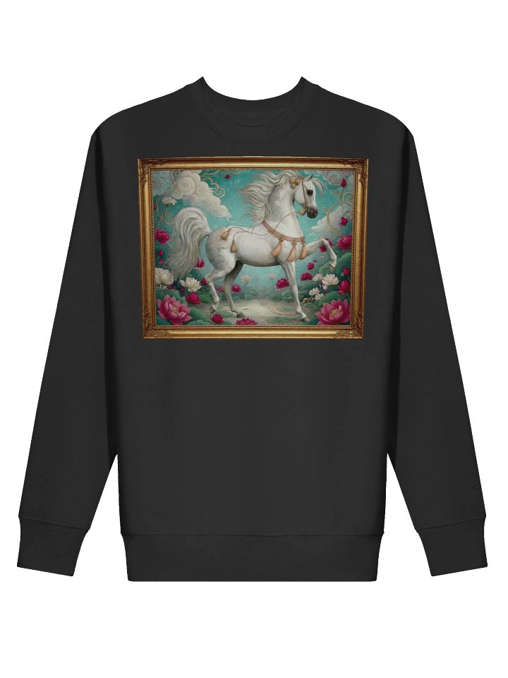 Ethereal White Arabian Horse in Lotus Garden | Fantasy Art Sweatshirt product image (2)