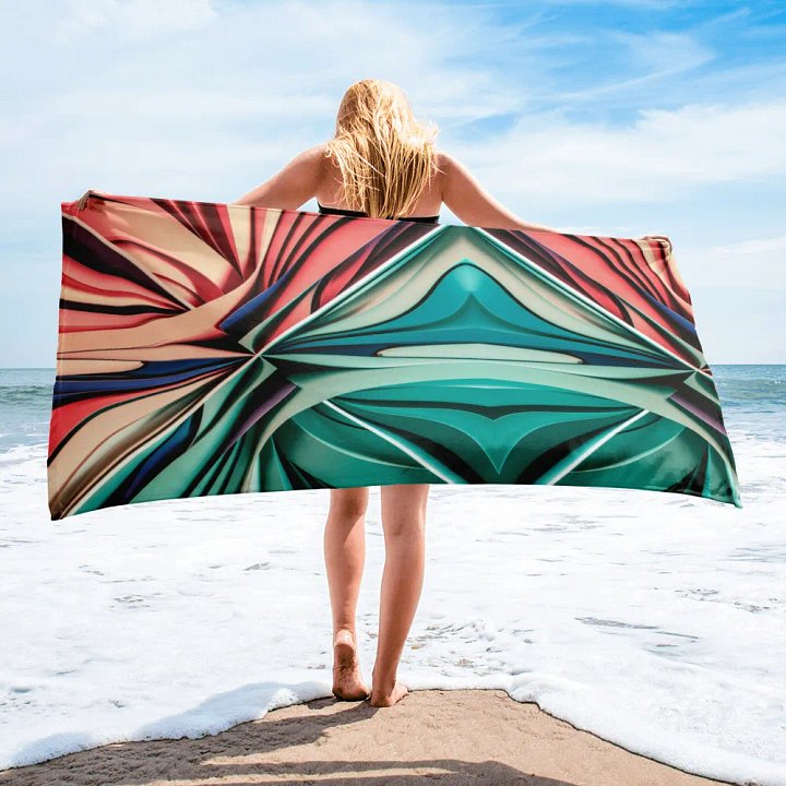 Abstract Art Sublimated Beach Towel - Vibrant Colours, Premium Cotton & Polyester, Highly Absorbent product image (2)