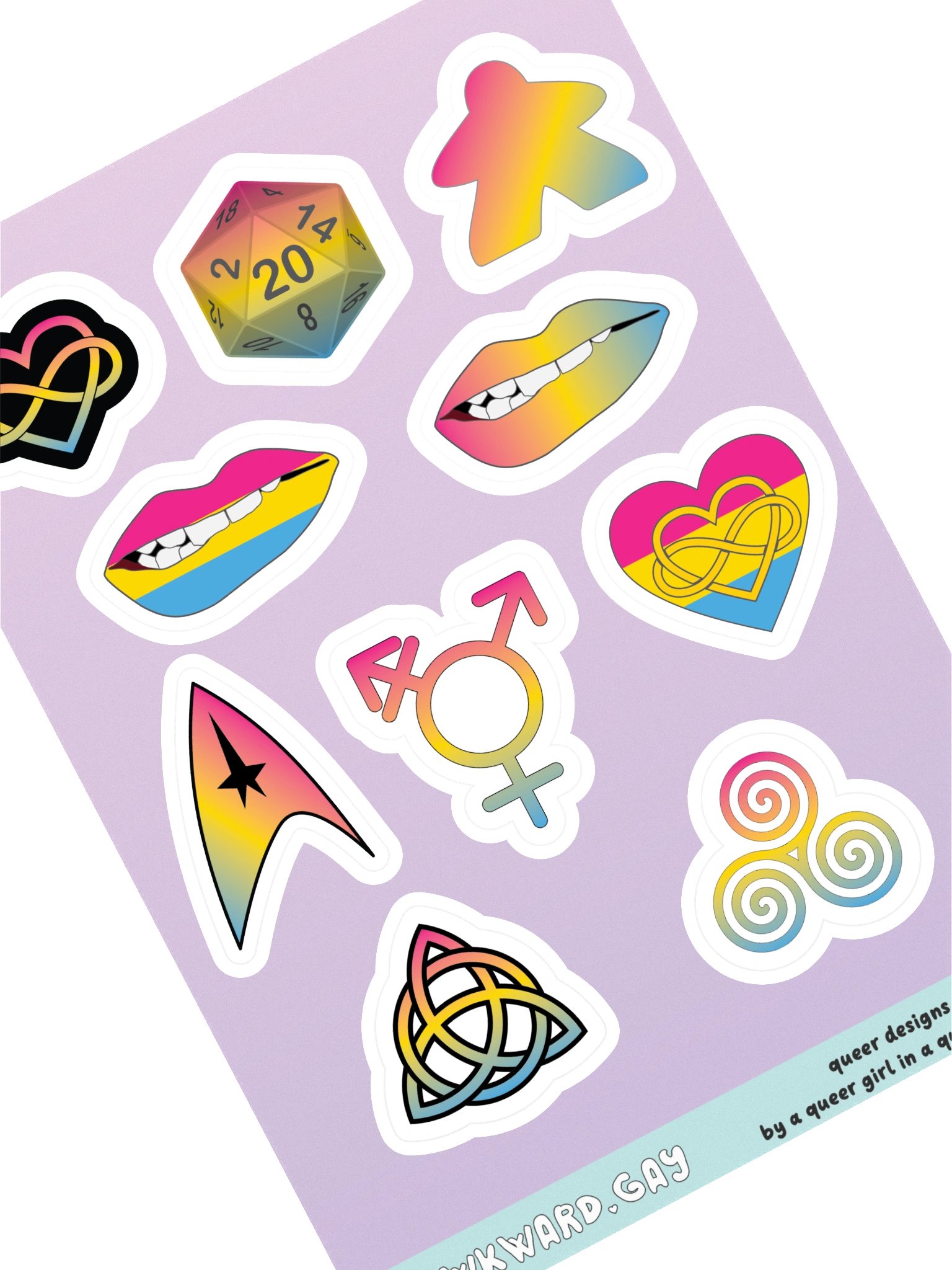Pansexual Pride Mixed Designs Sticker Sheet product image (1)