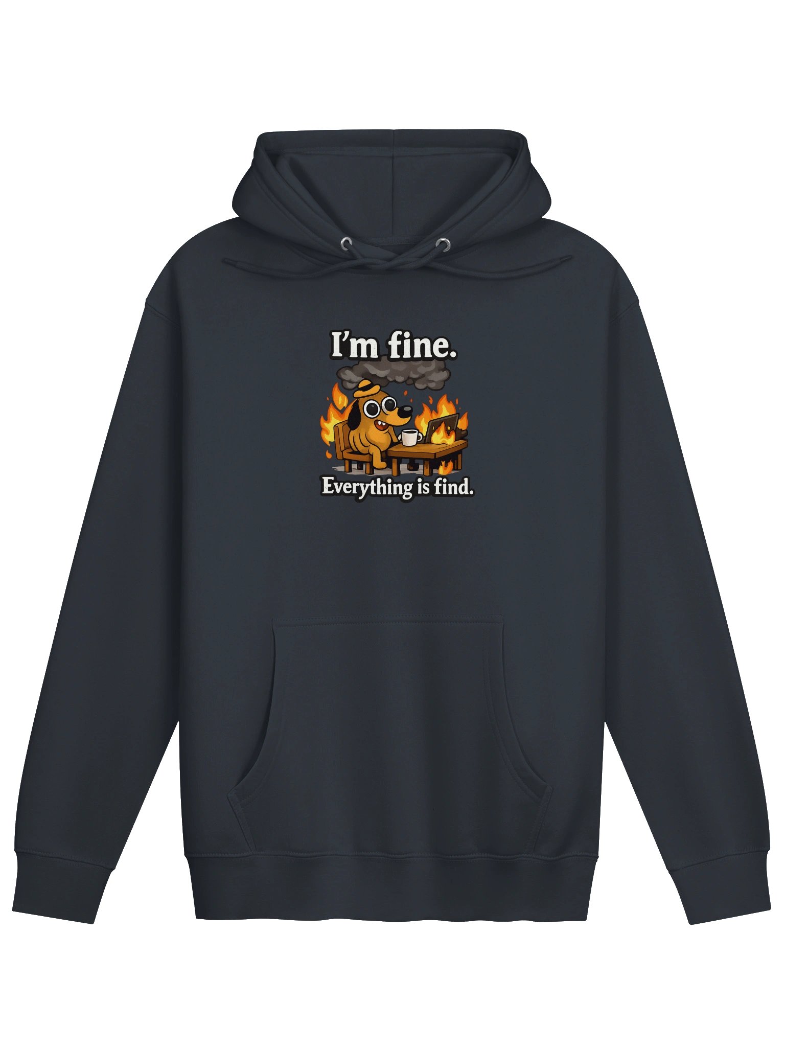 "I'm Fine" Burning Cat Hoodie – Everything is Fine (Funny Anxiety Meme Sweatshirt) product image (1)