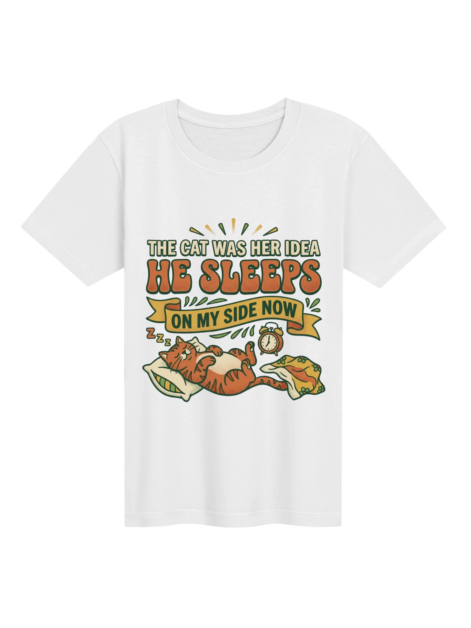 The Cat Was Her Idea He Sleeps On My Side Now Shirt - Funny Cat Dad Tee product image (1)