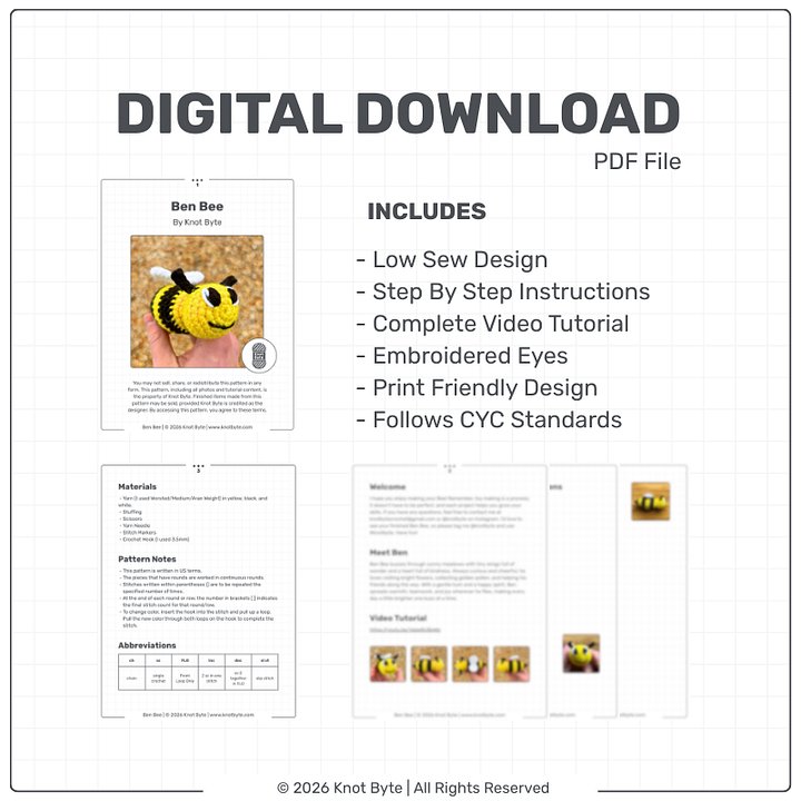 Ben Bee Amigurumi Pattern product image (2)