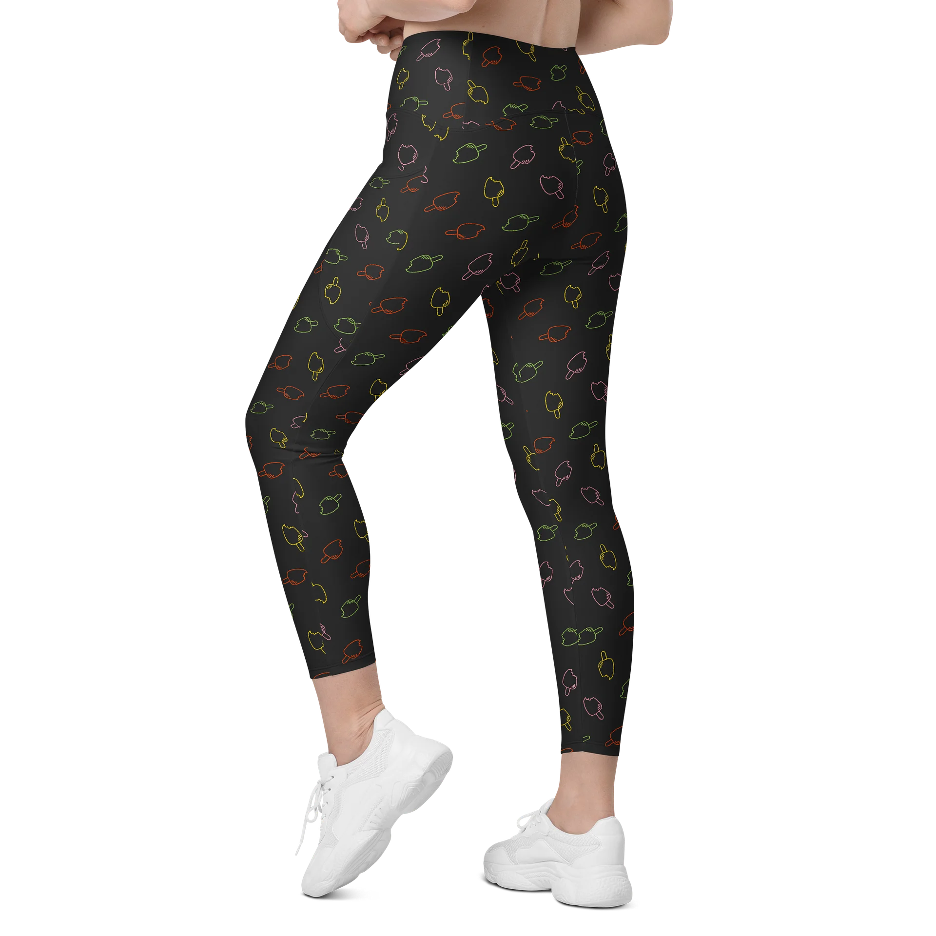 Colorful Bold Ice Cream Print Crossover Leggings product image (6)
