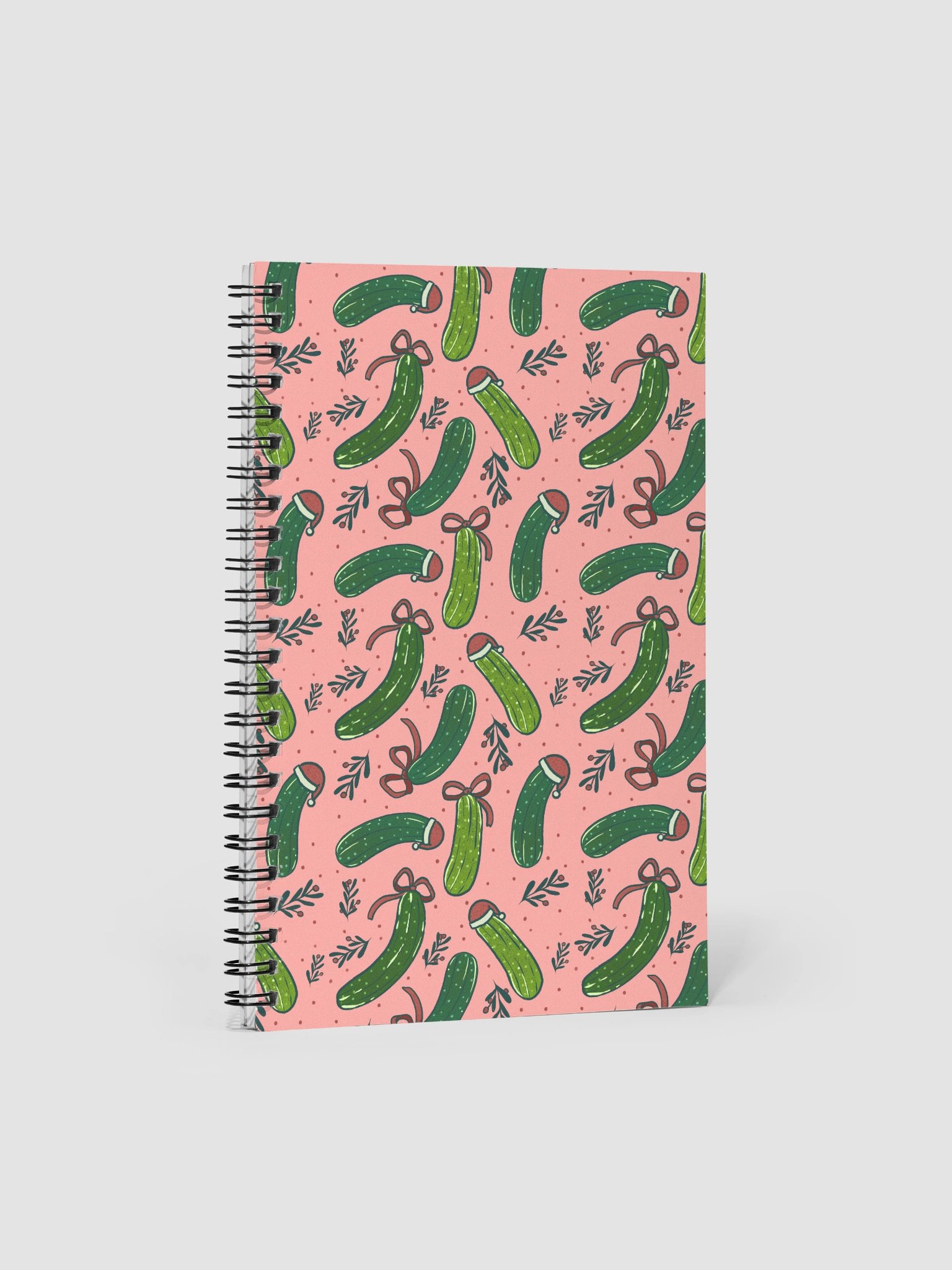 Christmas Pickles Patterned Notebook, Pink product image (1)