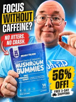 No caffeine. No crash. Just cleaner focus and smoother energy. 🍄🧠 These are 56% off right now with free 3-day shipping and honestly… that’s wild. #mushroomgummies, #lionsmane, #brainhealth, #focus, #brainbloom 