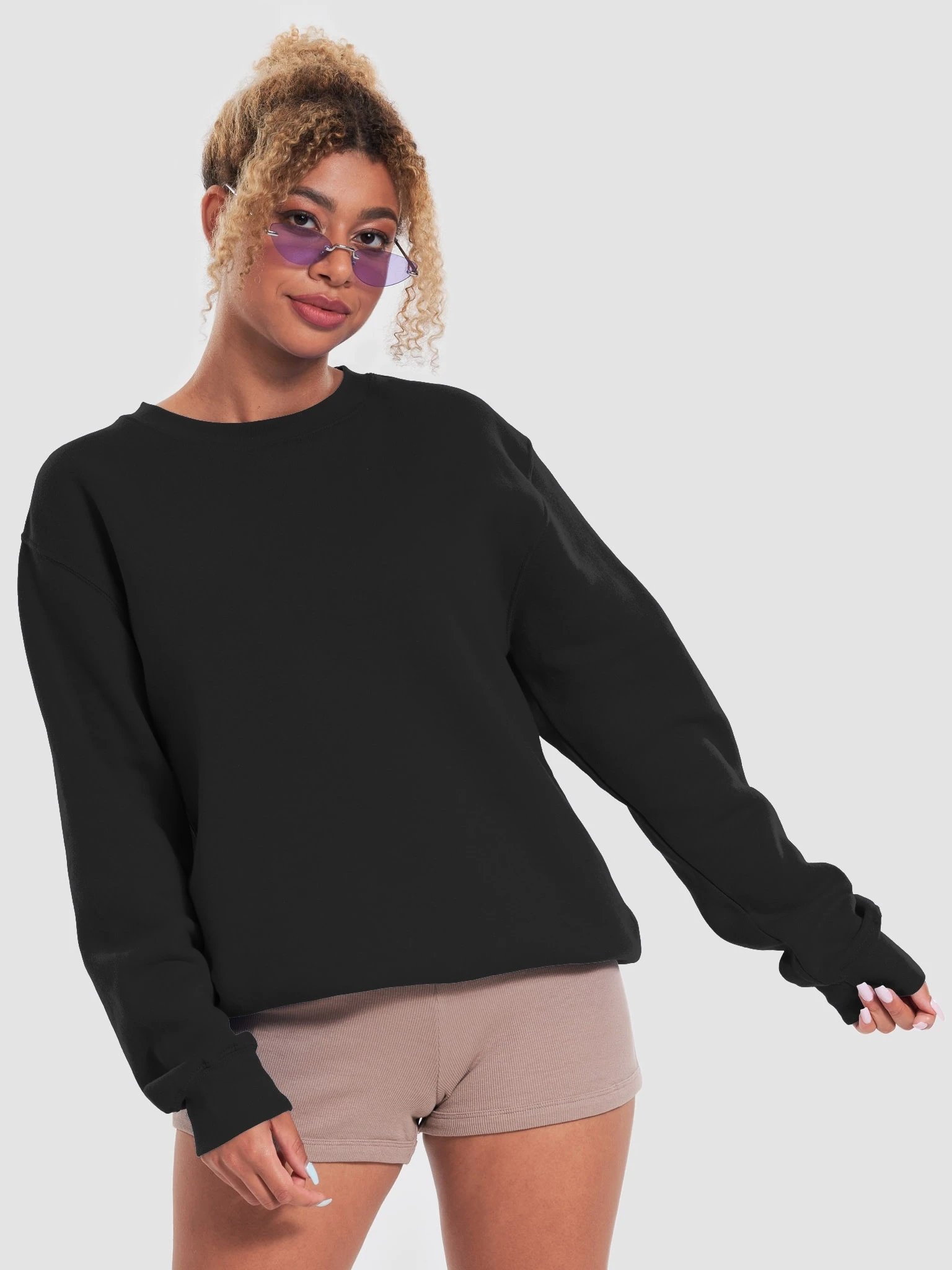 Plain Color Black Sweatshirt product image (1)