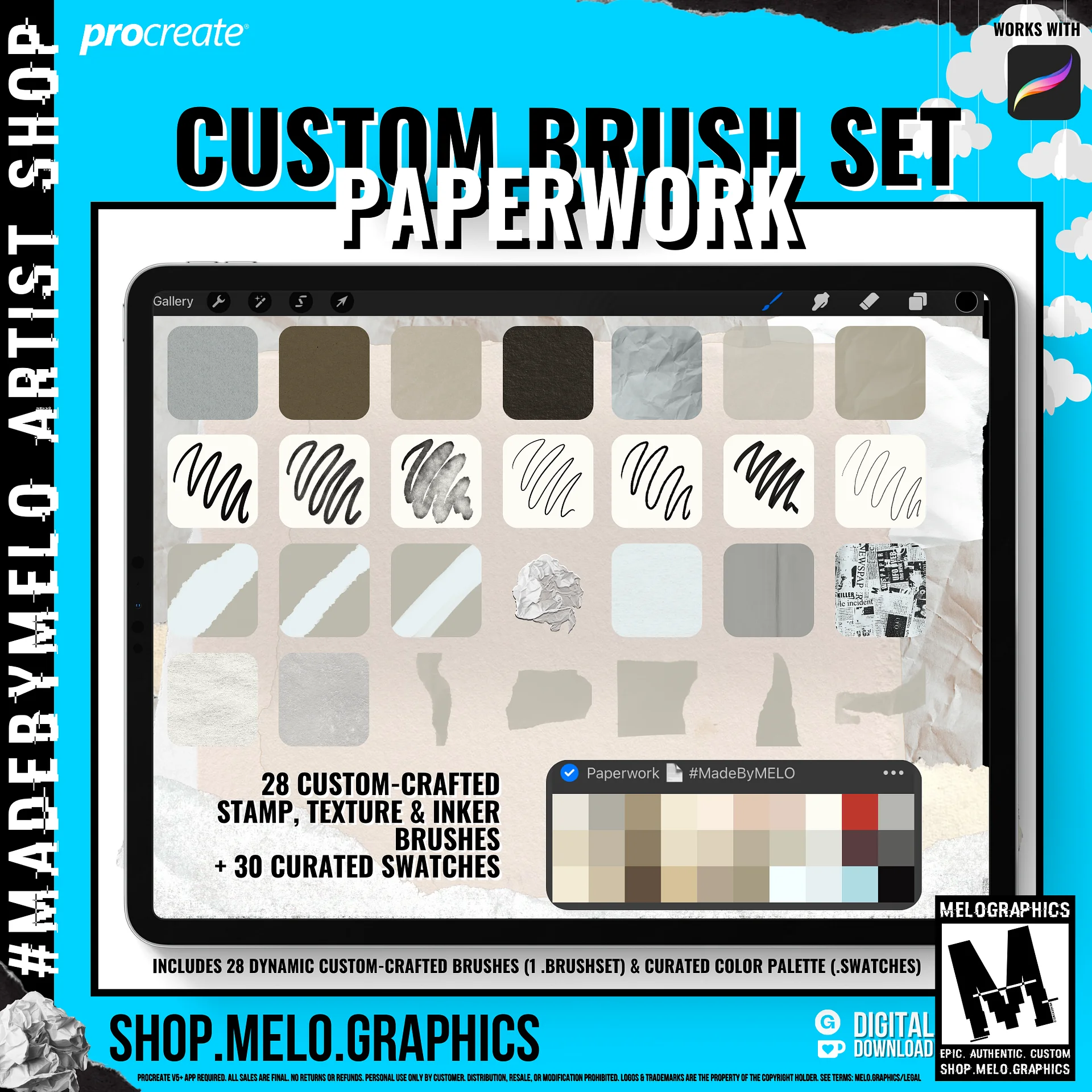 Paperwork Procreate Brush Set + Color Palette Bundle | #MadeByMELO product image (3)