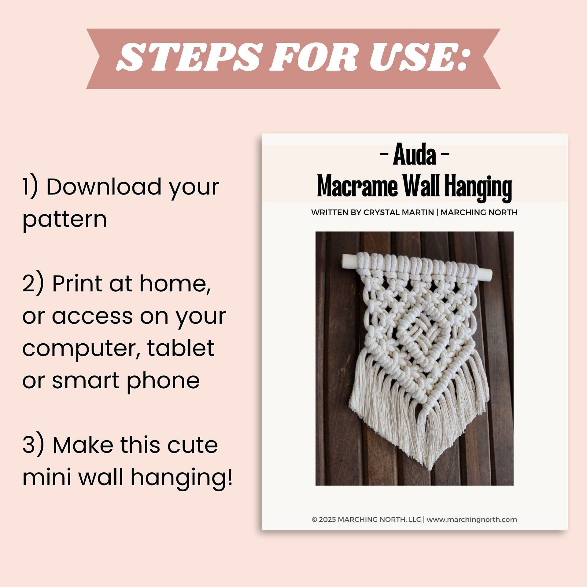 “Auda” Mini Macrame Wall Hanging | Woven Diamond Design (Digital PDF Pattern) product image (4)