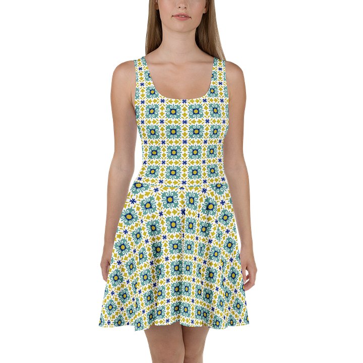Mediterranean Mosaic Dress | Cyan Blue & Mustard product image (1)