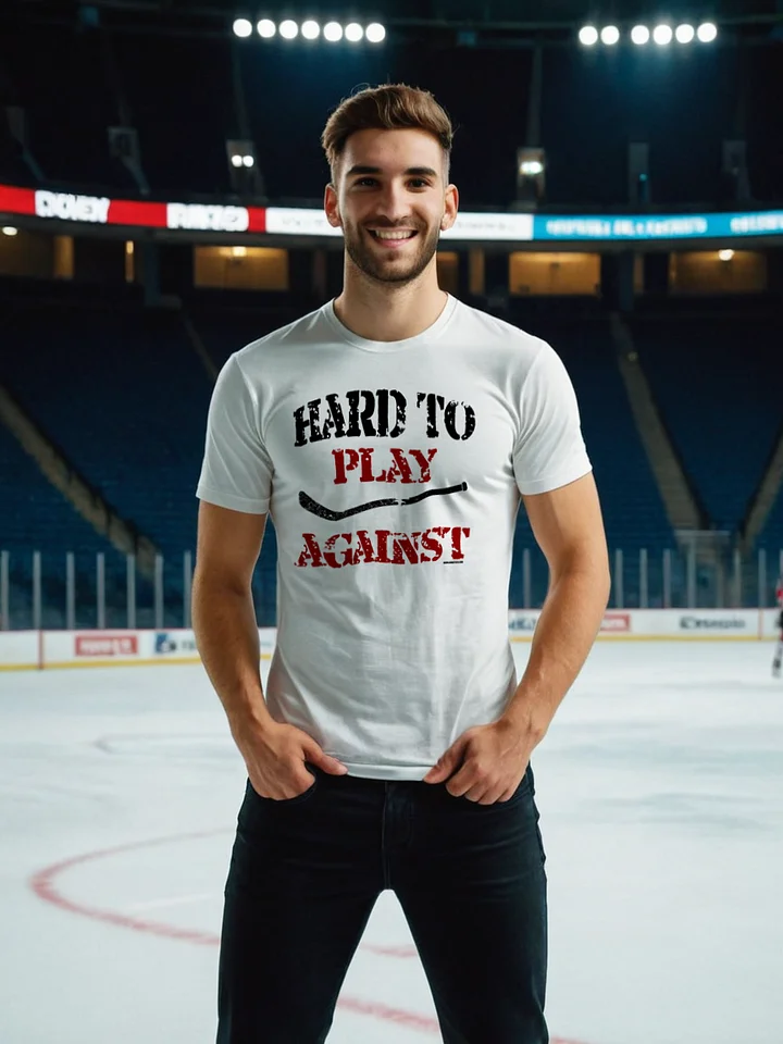 Funny Hockey T-Shirt - Hard to Play Against - Beer League Hockey Shirt for Men - Gift for Hockey Players with Grit product image (2)