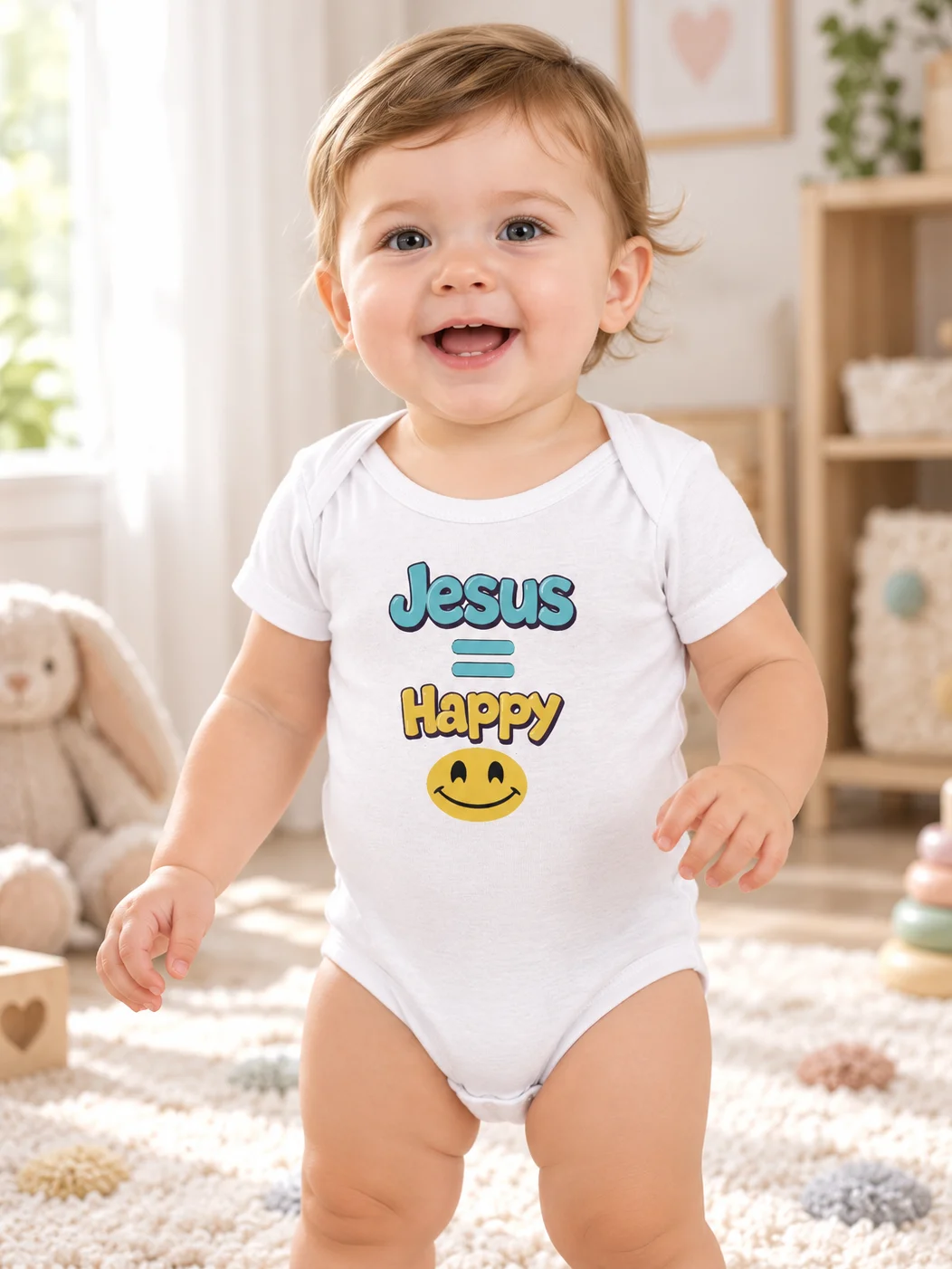 Jesus And Smiley Christian Baby Bodysuit product image (3)