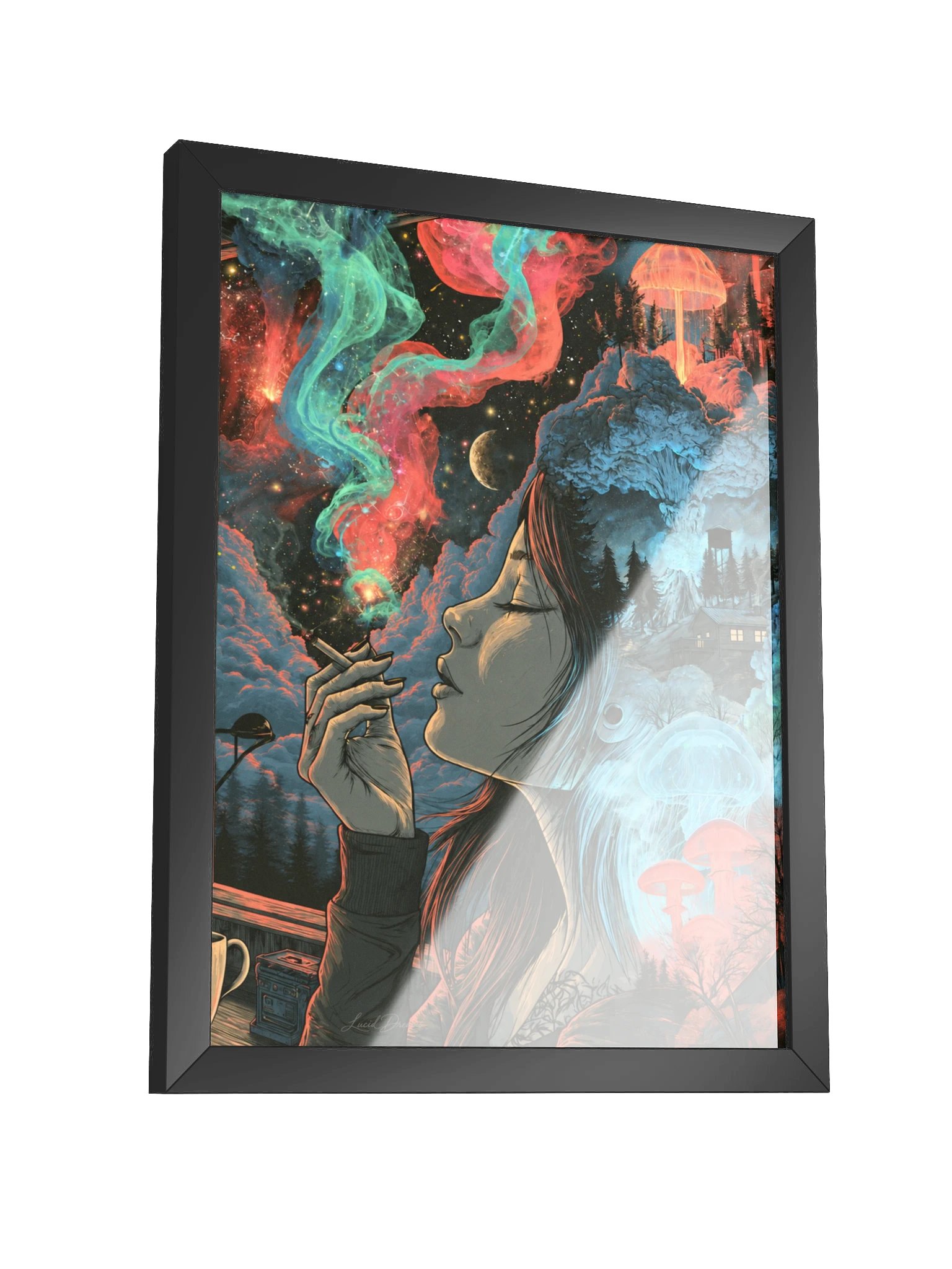 Surreal Smoking Woman Framed Art Print — Surreal Smoking Portrait product image (7)