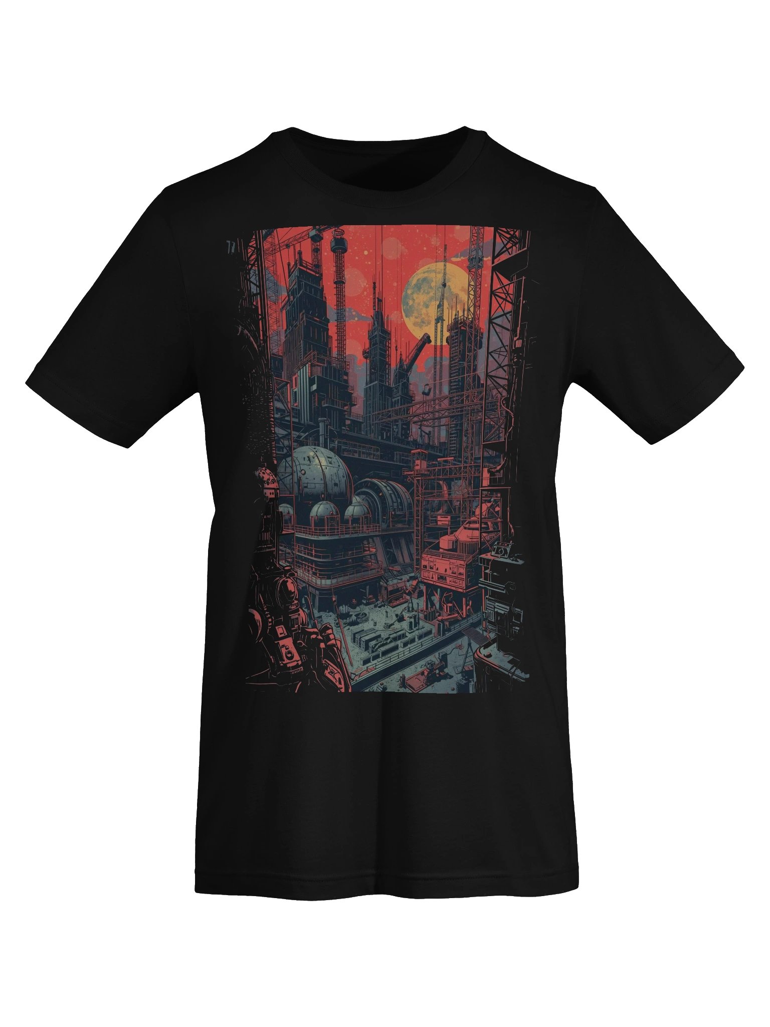 Retro Sci‑Fi Industrial Cityscape Lightweight T-Shirt product image (4)
