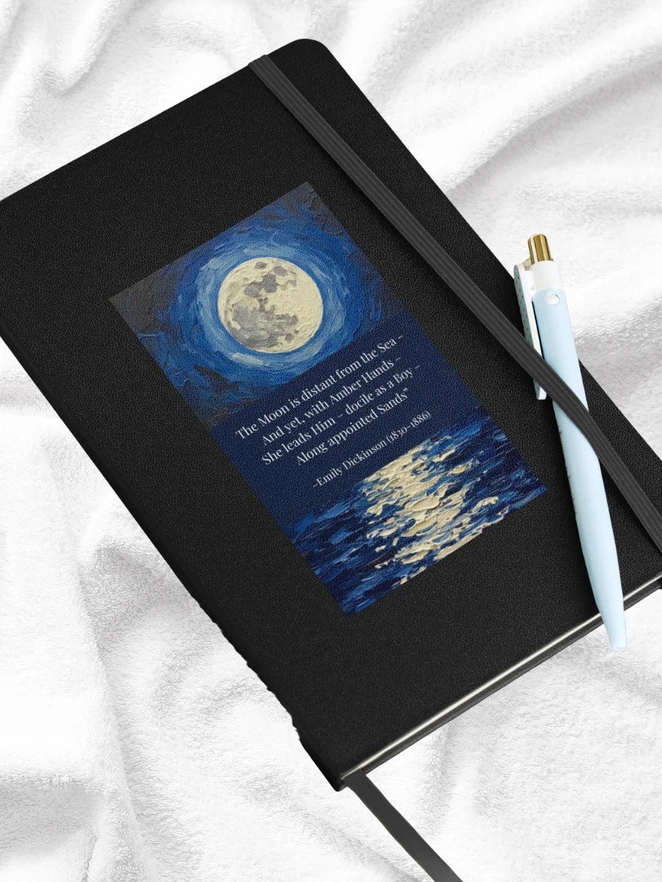 Hardcover "The Moon is distant from the Sea" Journal with Elastic Closure and Inner Pocket | Emily Dickinson Notebook product image (5)